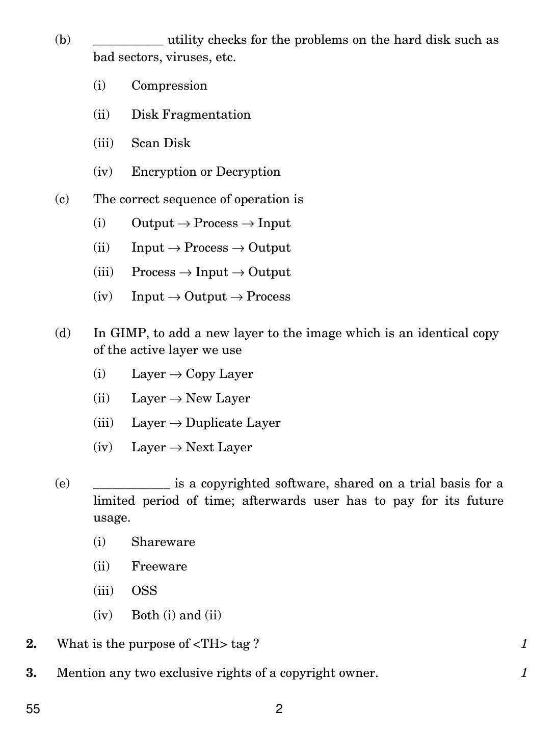 CBSE Class 10 55 INFORMATION AND COMMUNICATION TECHNOLOGY (ICT) 2019 Question Paper - Page 2