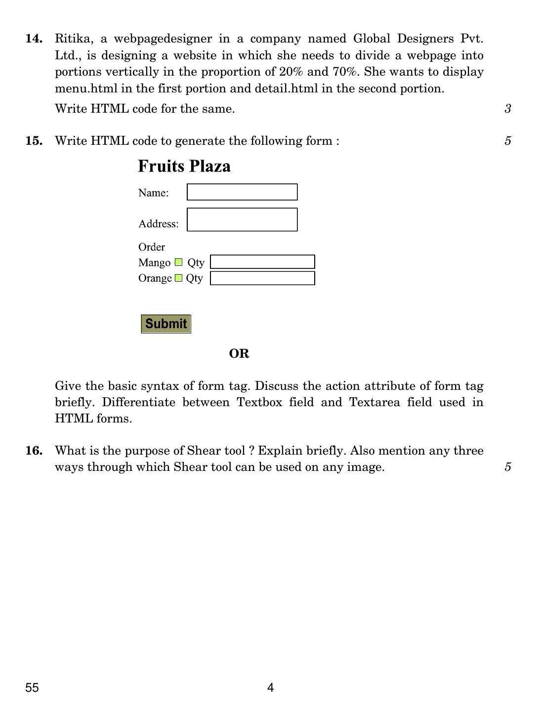 CBSE Class 10 55 INFORMATION AND COMMUNICATION TECHNOLOGY (ICT) 2019 Question Paper - Page 4