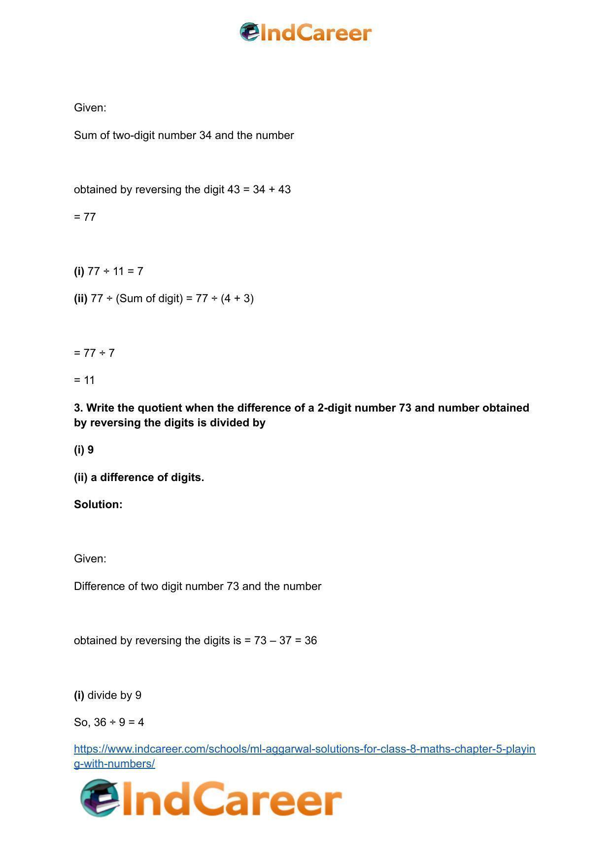 ML Aggarwal Solutions for Class 8 Maths Chapter 5- Playing with Numbers - Page 3