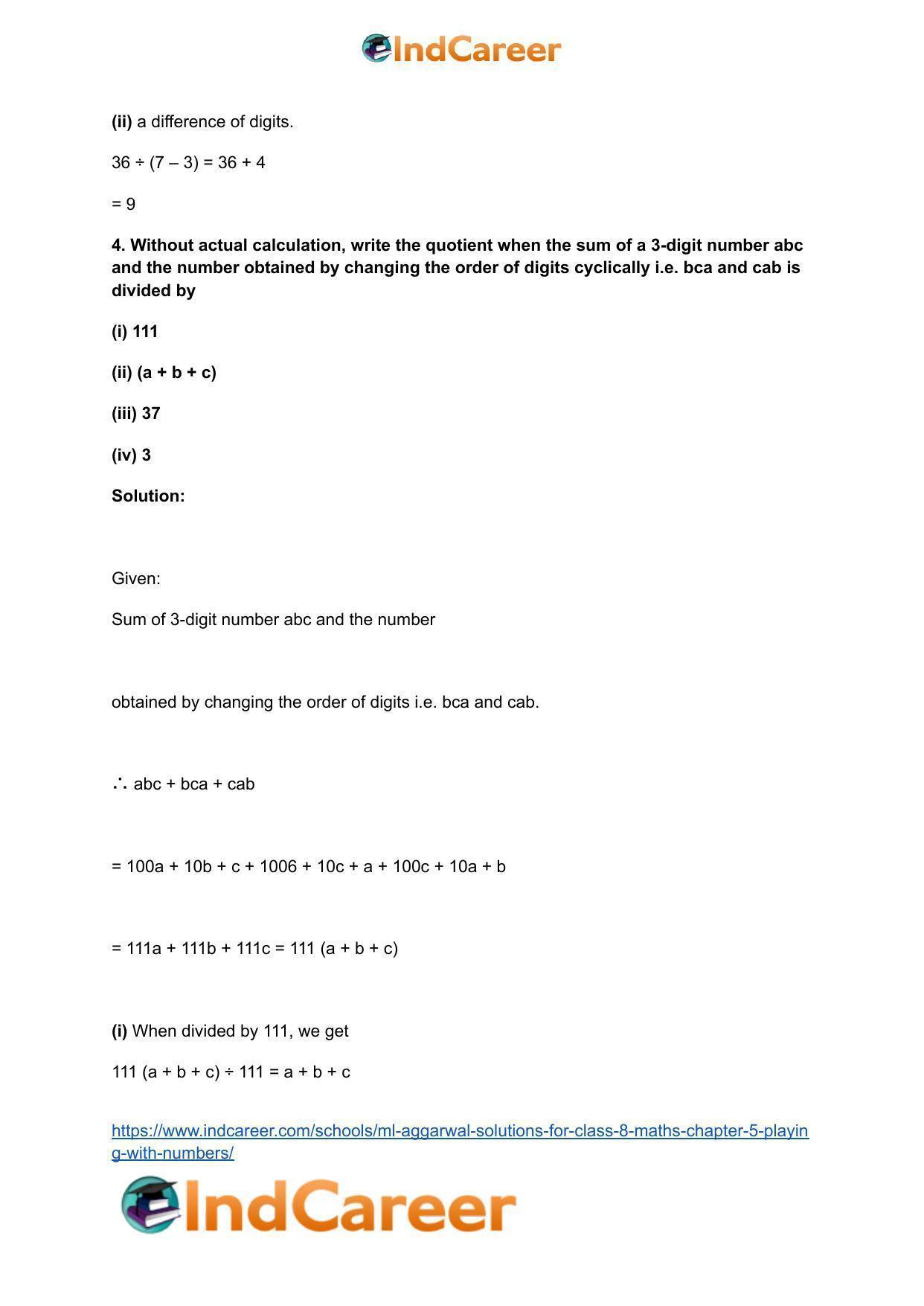ML Aggarwal Solutions for Class 8 Maths Chapter 5- Playing with Numbers - Page 4