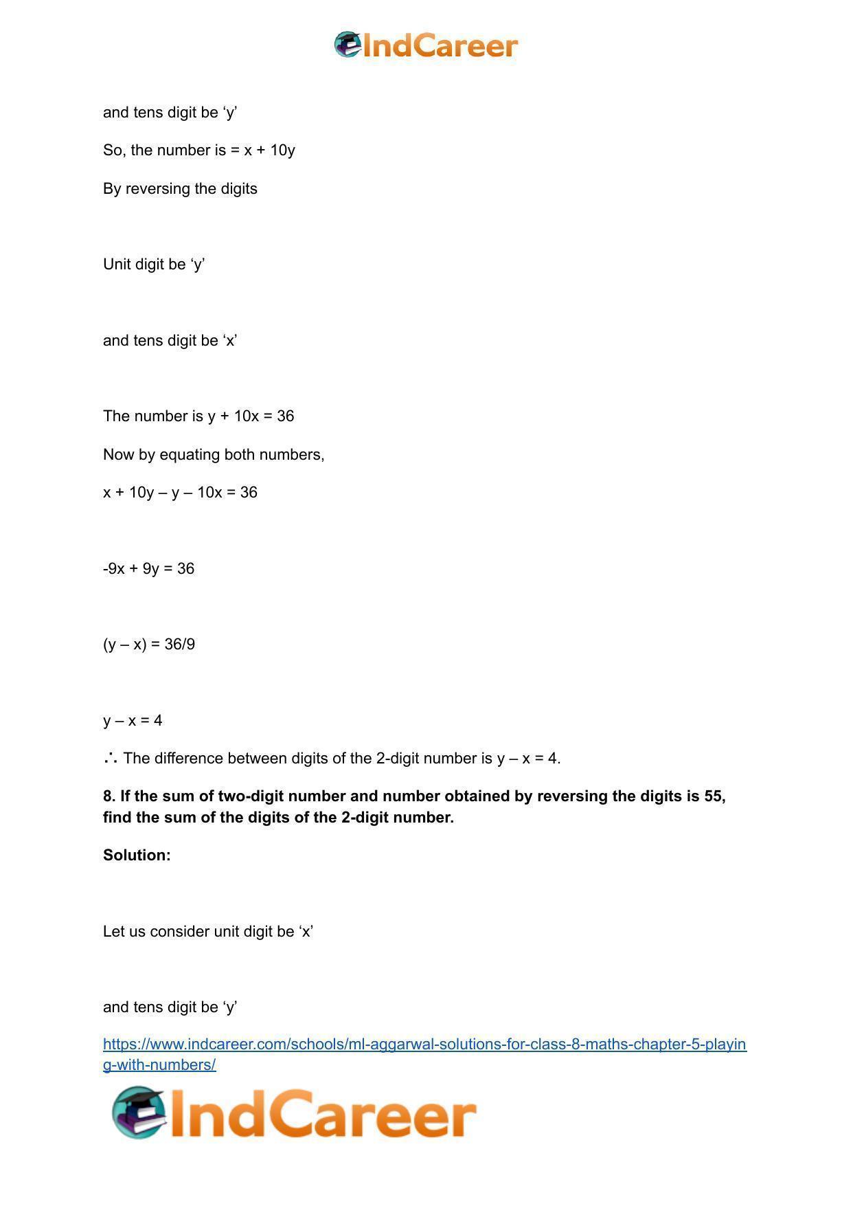 ML Aggarwal Solutions for Class 8 Maths Chapter 5- Playing with Numbers - Page 8