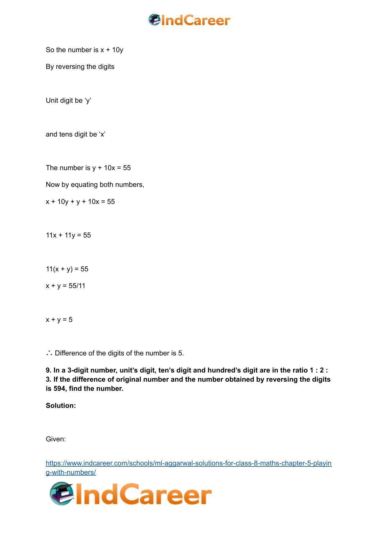 ML Aggarwal Solutions for Class 8 Maths Chapter 5- Playing with Numbers - Page 9