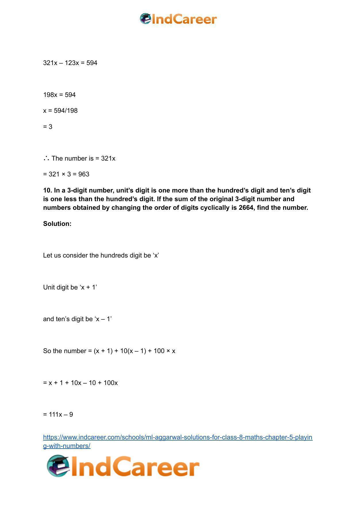 ML Aggarwal Solutions for Class 8 Maths Chapter 5- Playing with Numbers - Page 11