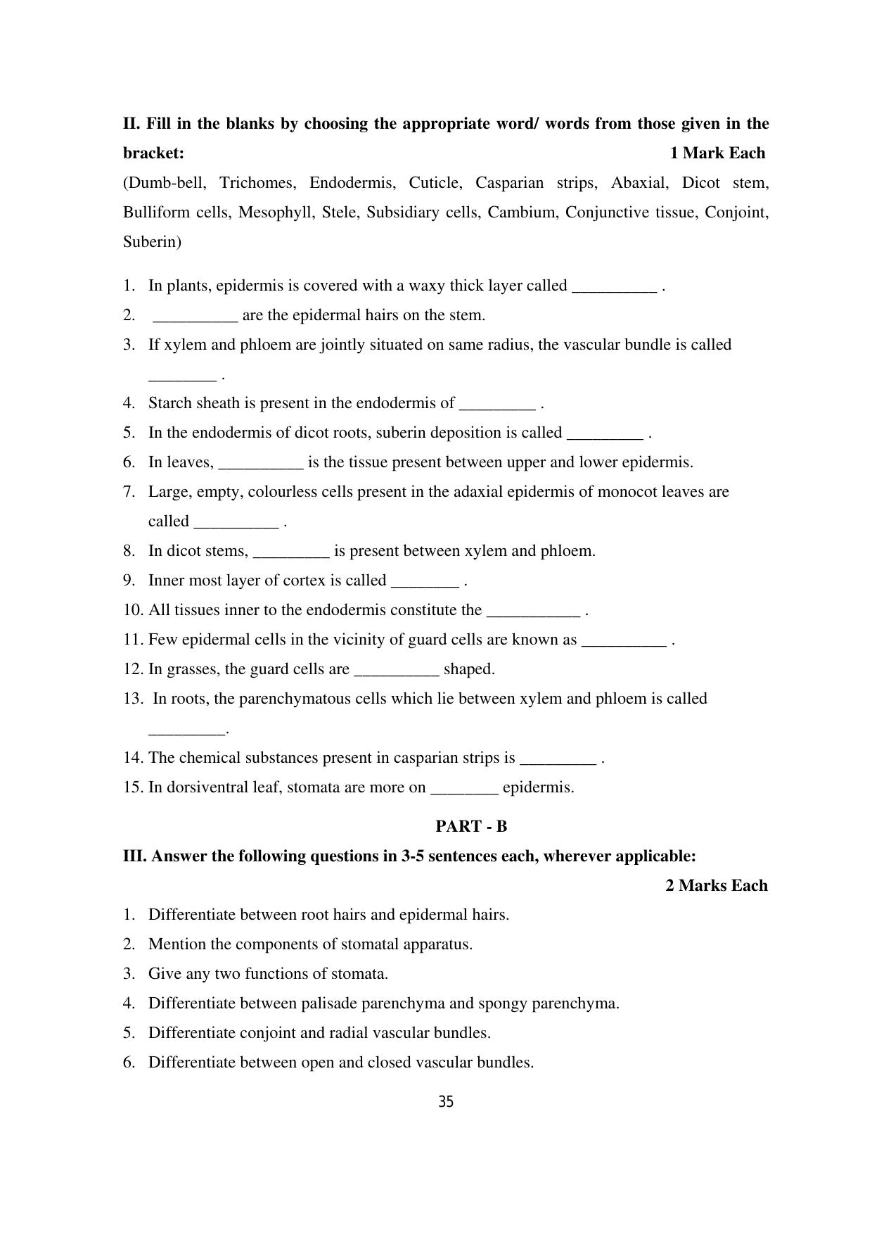 Karnataka 1st PUC Question Bank 2025 - Biology - Page 38