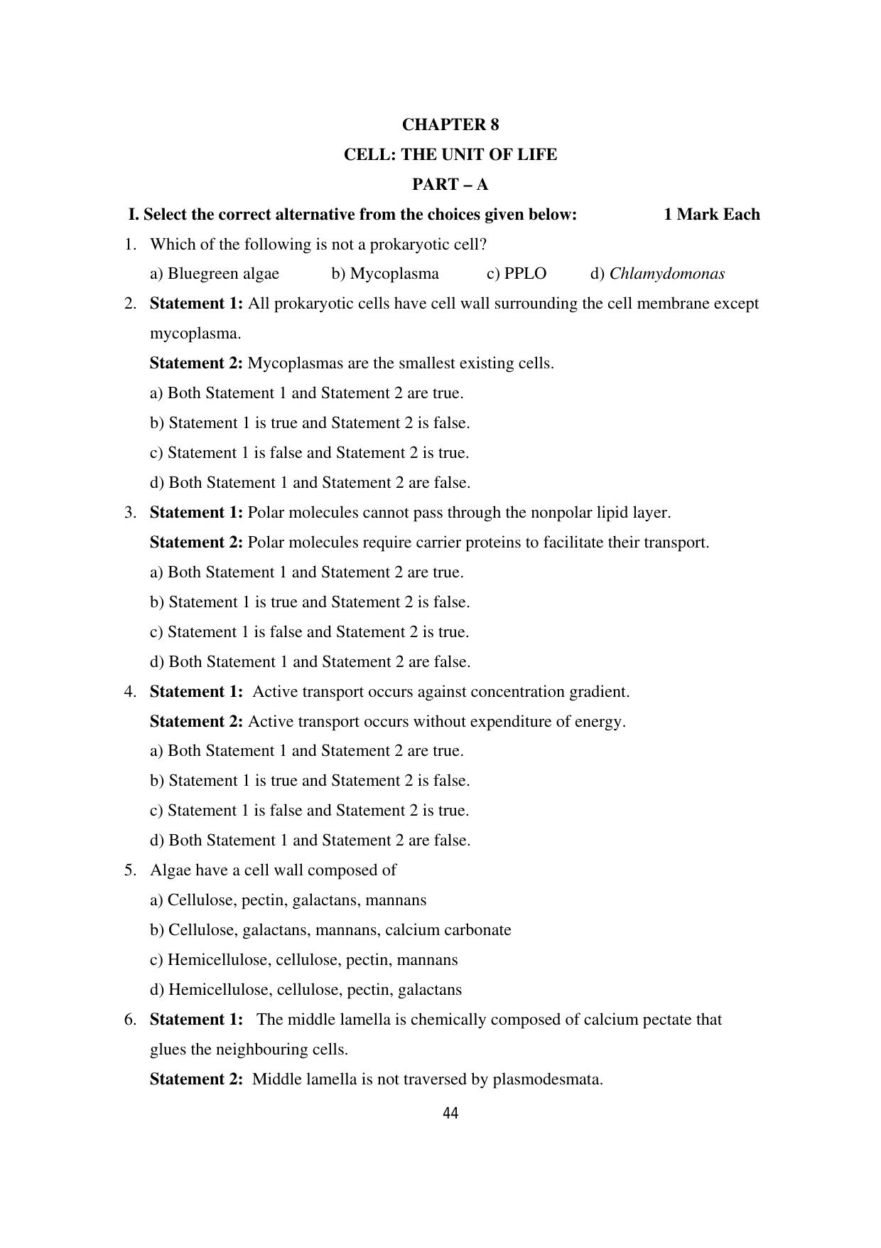 Karnataka 1st PUC Question Bank 2025 - Biology - Page 47