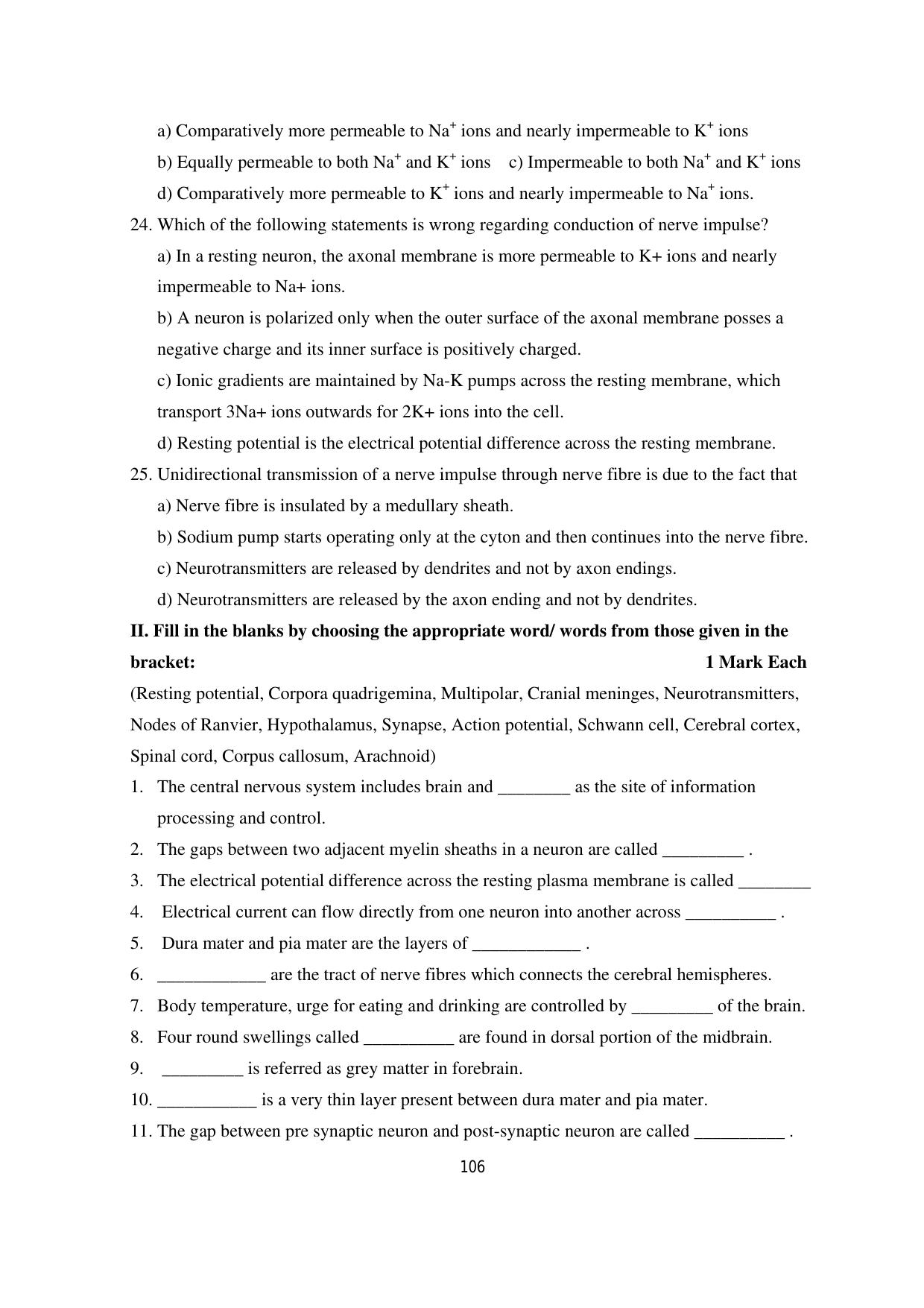 Karnataka 1st PUC Question Bank 2025 - Biology - Page 109