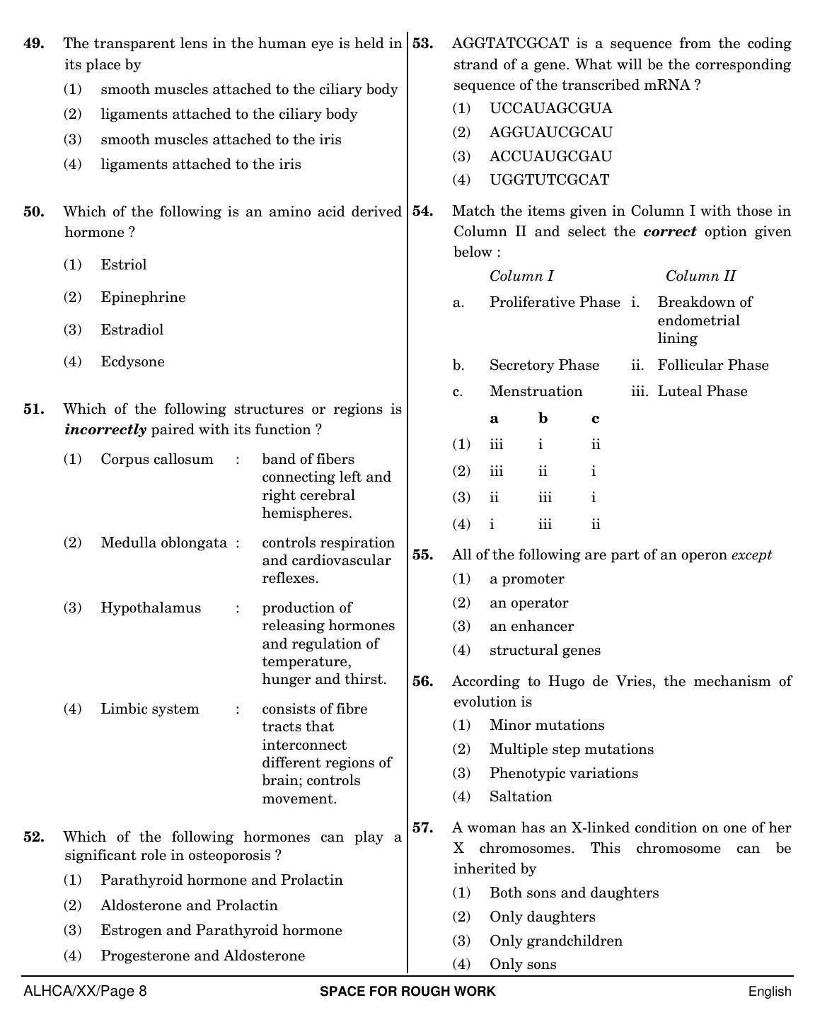 NEET English XX 2019 Question Paper - Page 8