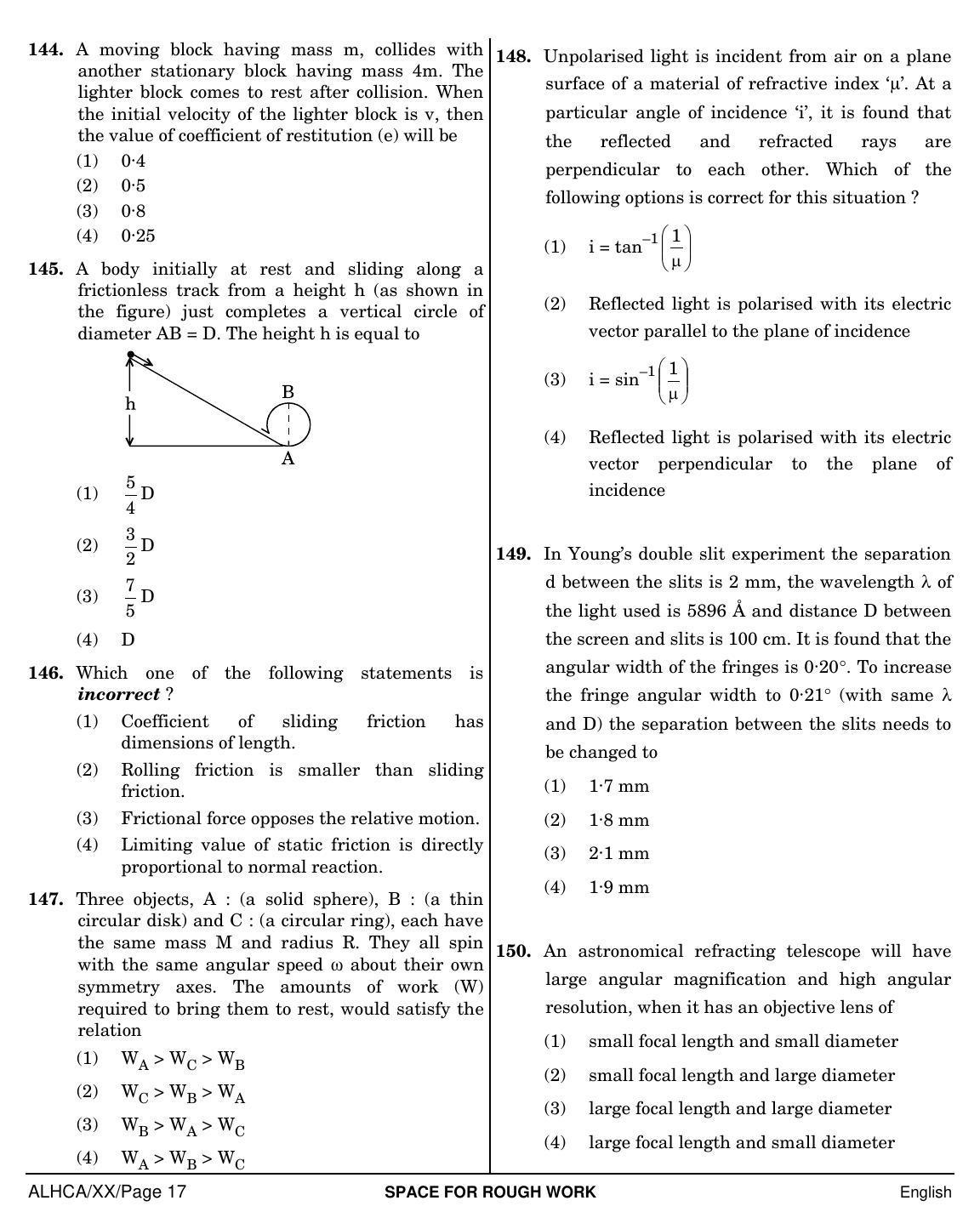 NEET English XX 2019 Question Paper - Page 17