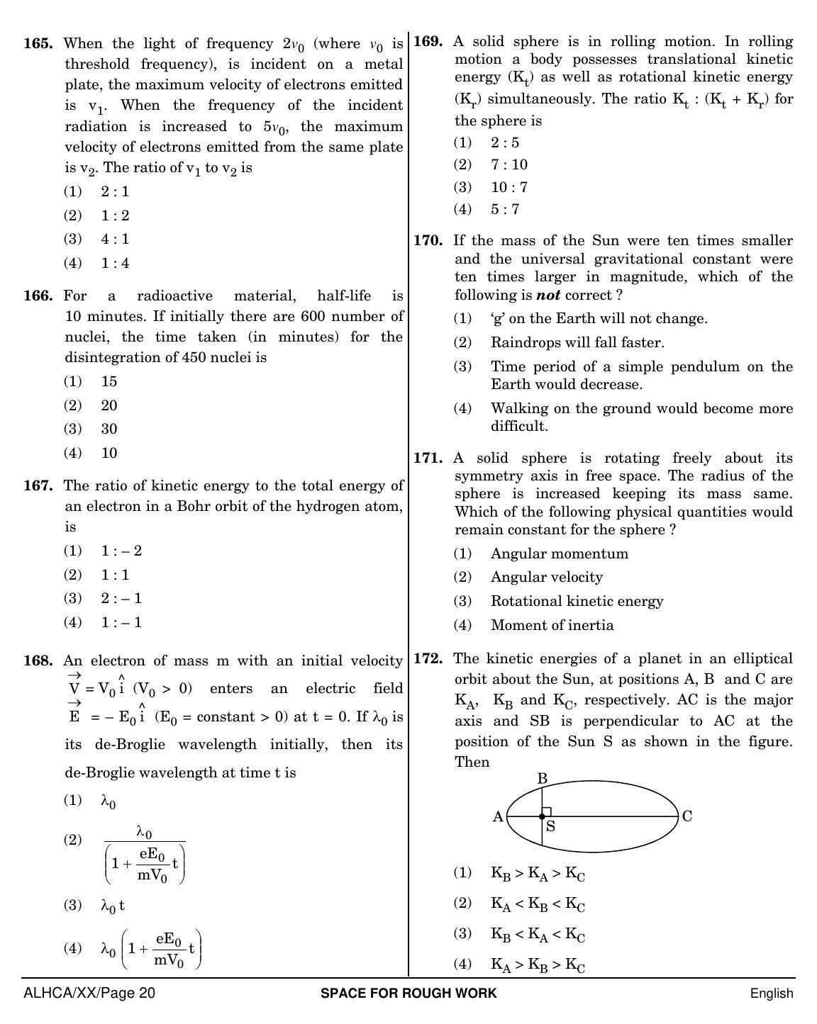 NEET English XX 2019 Question Paper - Page 20