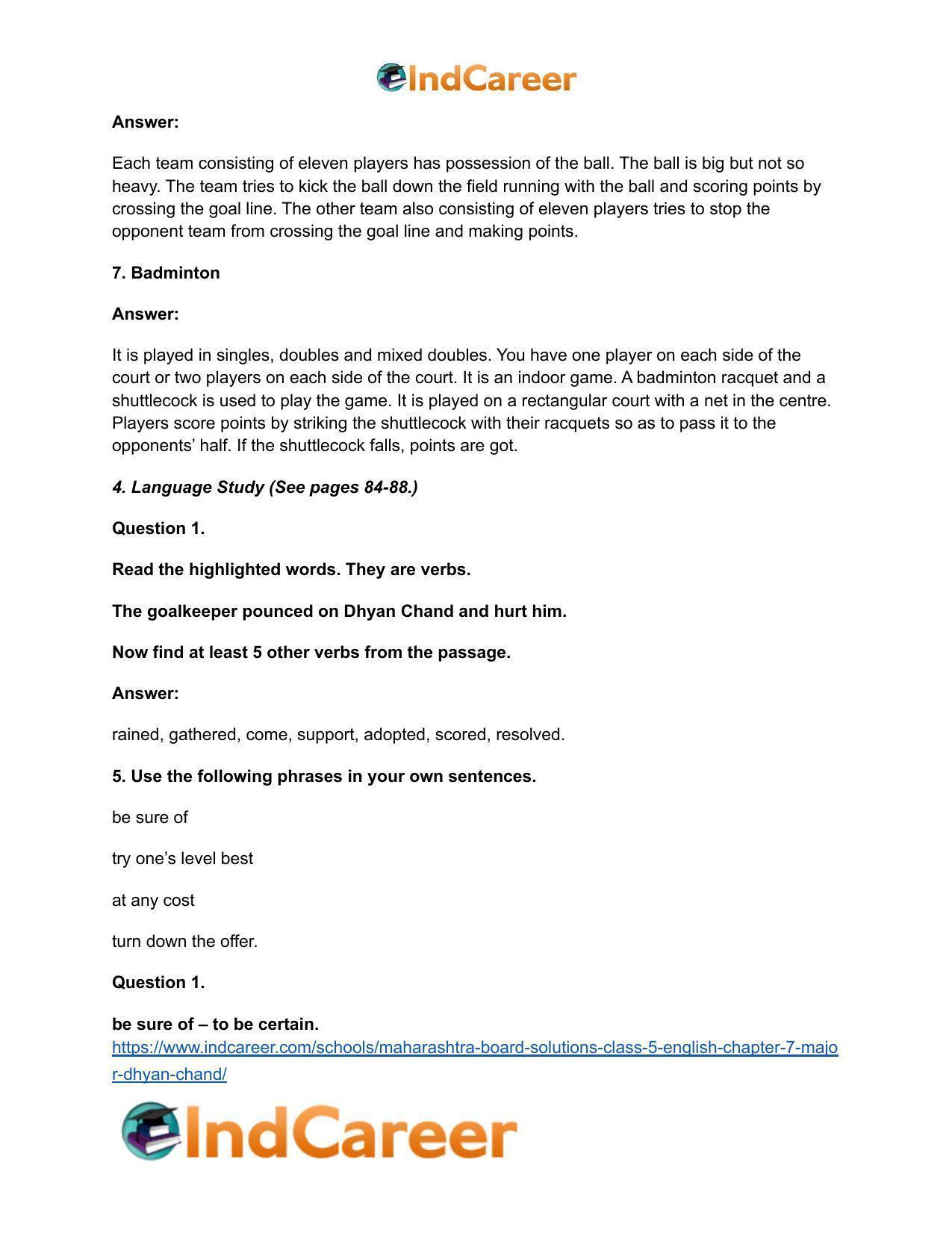 Maharashtra Board Solutions Class 5-English: Chapter 7- Major Dhyan Chand - Page 5