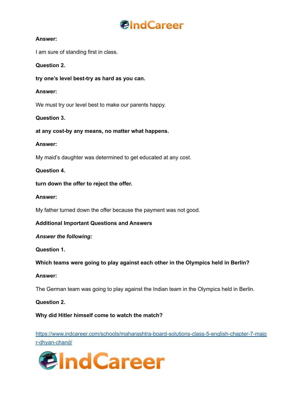 Maharashtra Board Solutions Class 5-English: Chapter 7- Major Dhyan Chand - Page 6