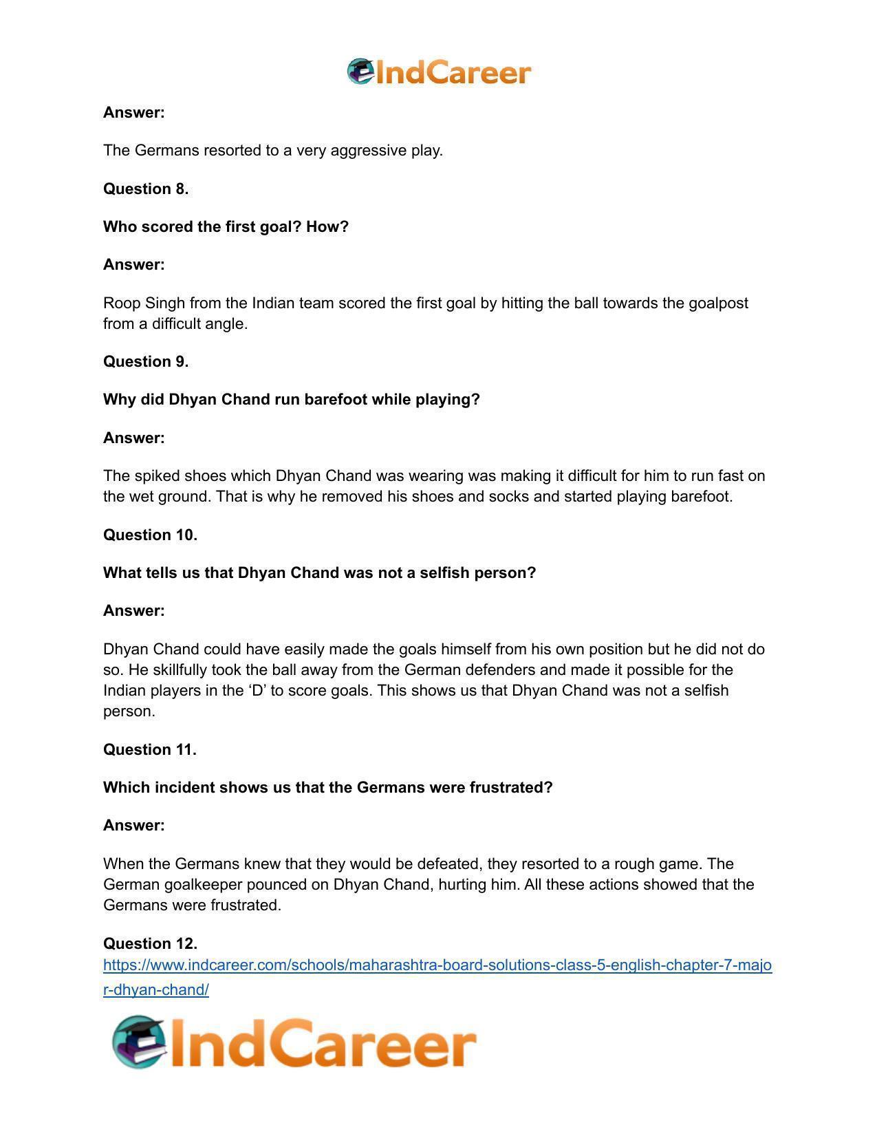 Maharashtra Board Solutions Class 5-English: Chapter 7- Major Dhyan Chand - Page 8