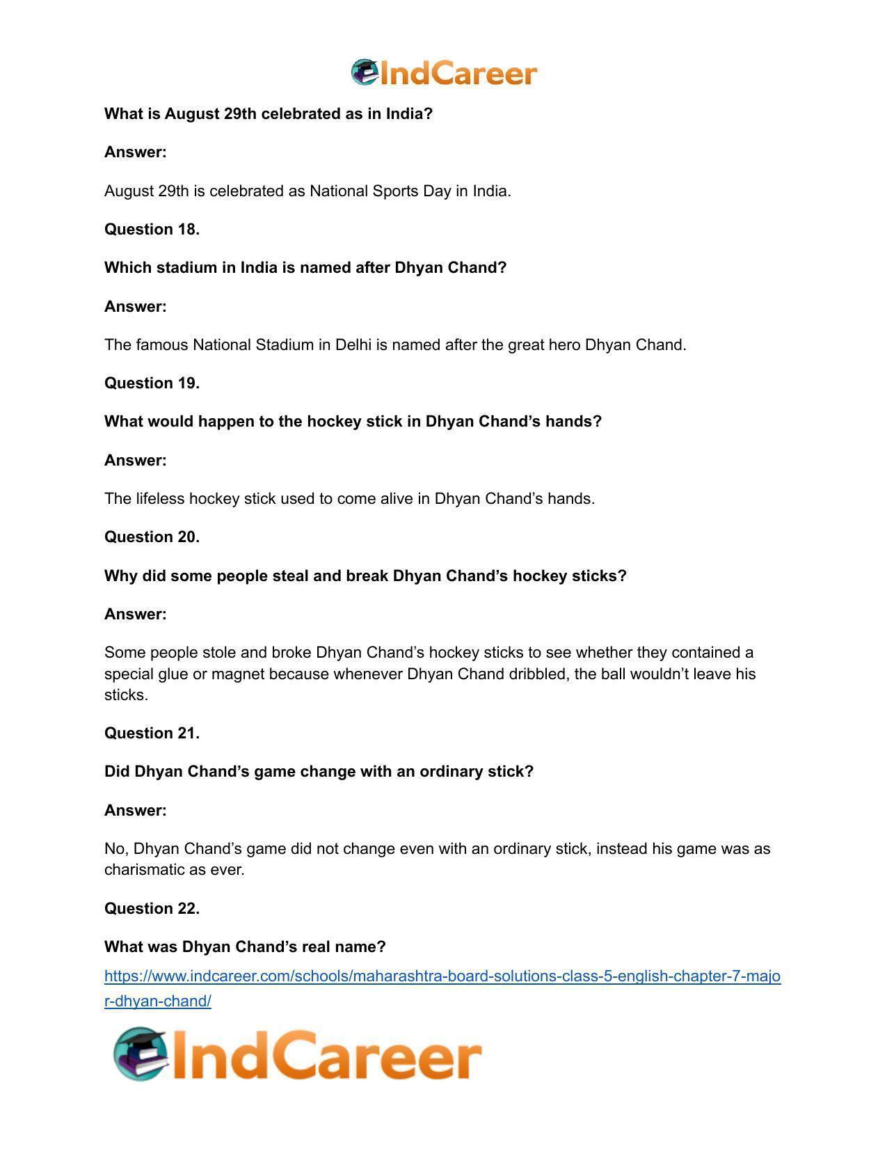 Maharashtra Board Solutions Class 5-English: Chapter 7- Major Dhyan Chand - Page 10