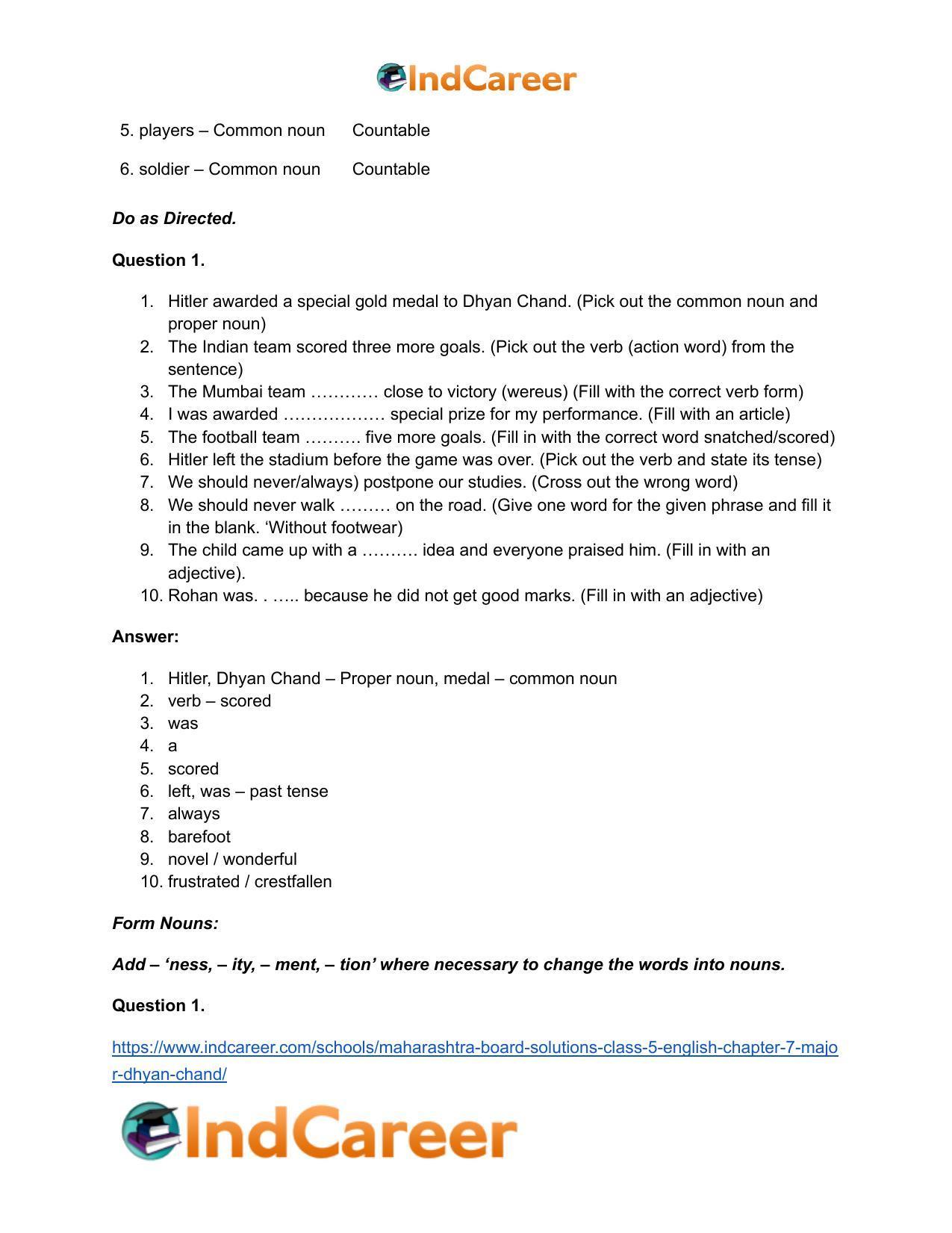 Maharashtra Board Solutions Class 5-English: Chapter 7- Major Dhyan Chand - Page 13