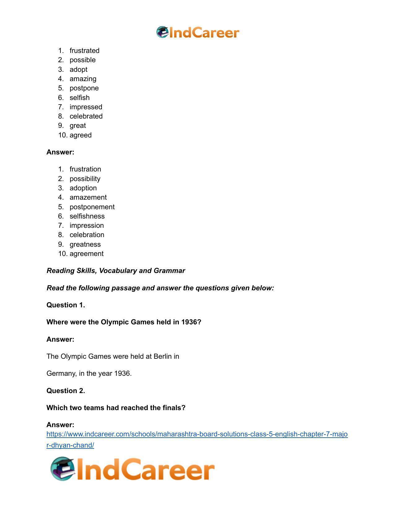 Maharashtra Board Solutions Class 5-English: Chapter 7- Major Dhyan Chand - Page 14