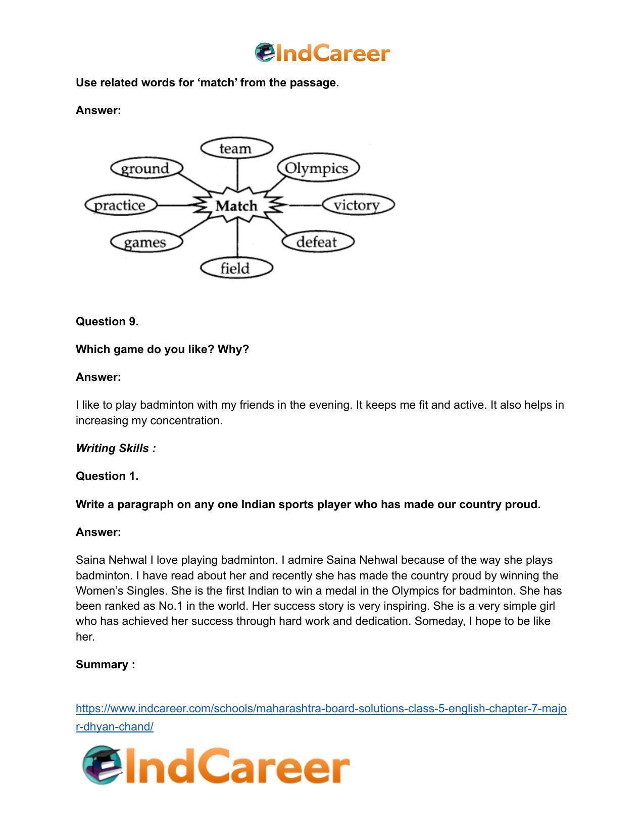 Maharashtra Board Solutions Class 5-English: Chapter 7- Major Dhyan Chand - Page 16