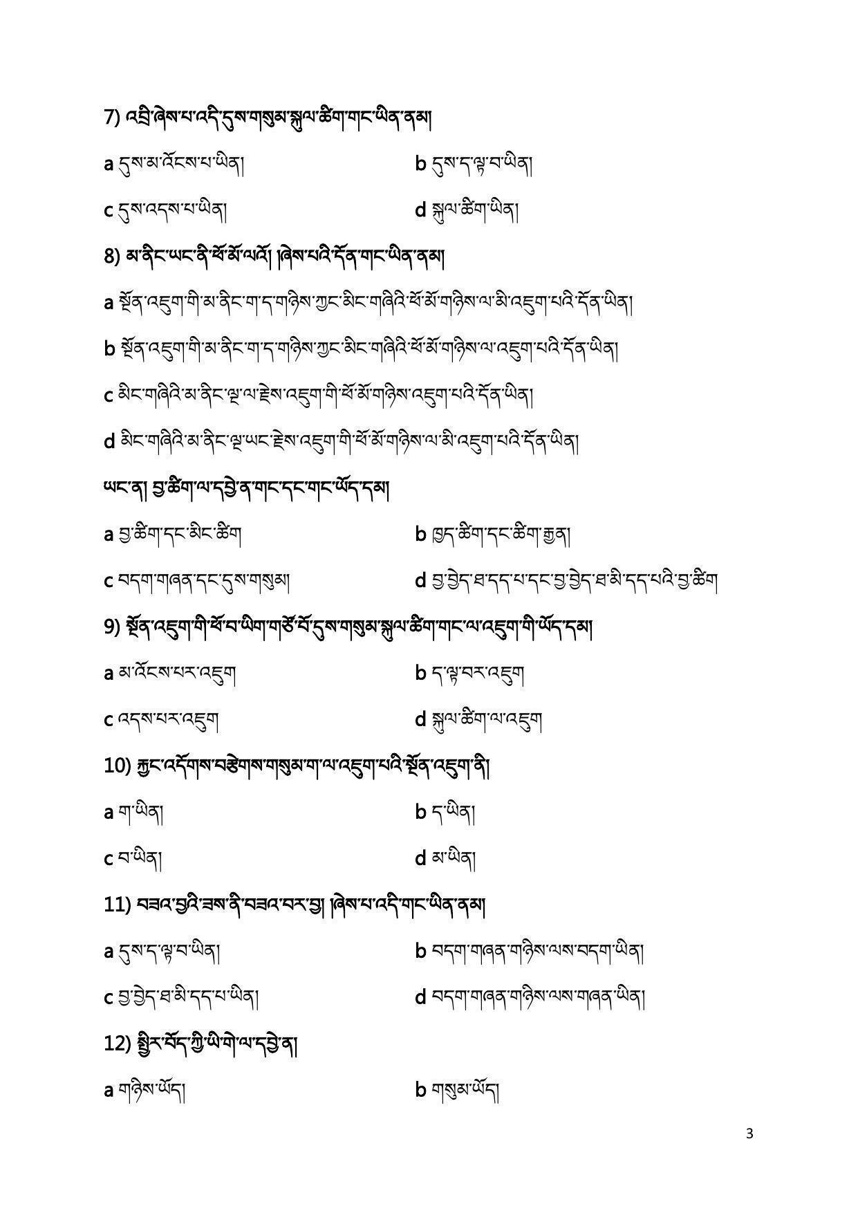 CBSE Class 12 Tibetan Sample Paper 2023 - Page 3