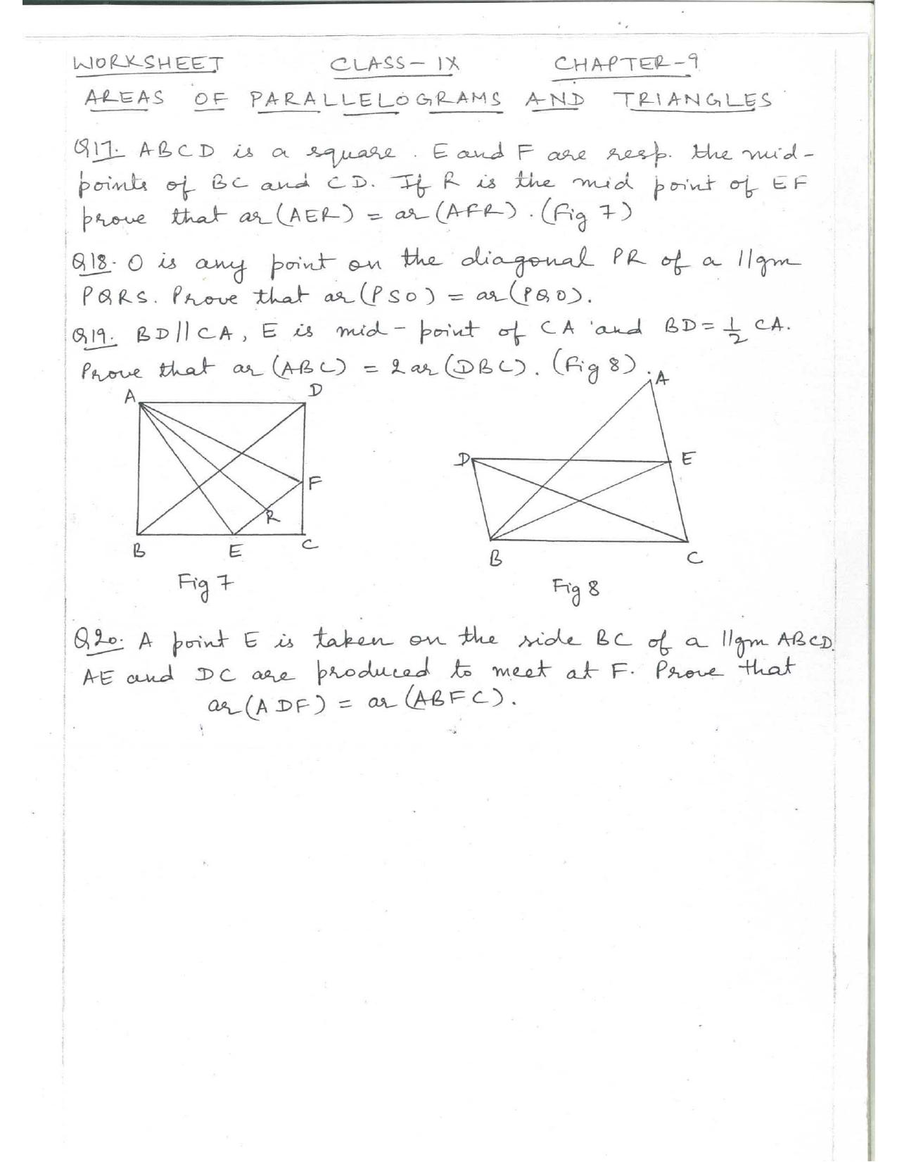 CBSE Worksheets for Class 9 Mathematics Areas of Parallelograms and Triangles Assignment 2 - Page 3