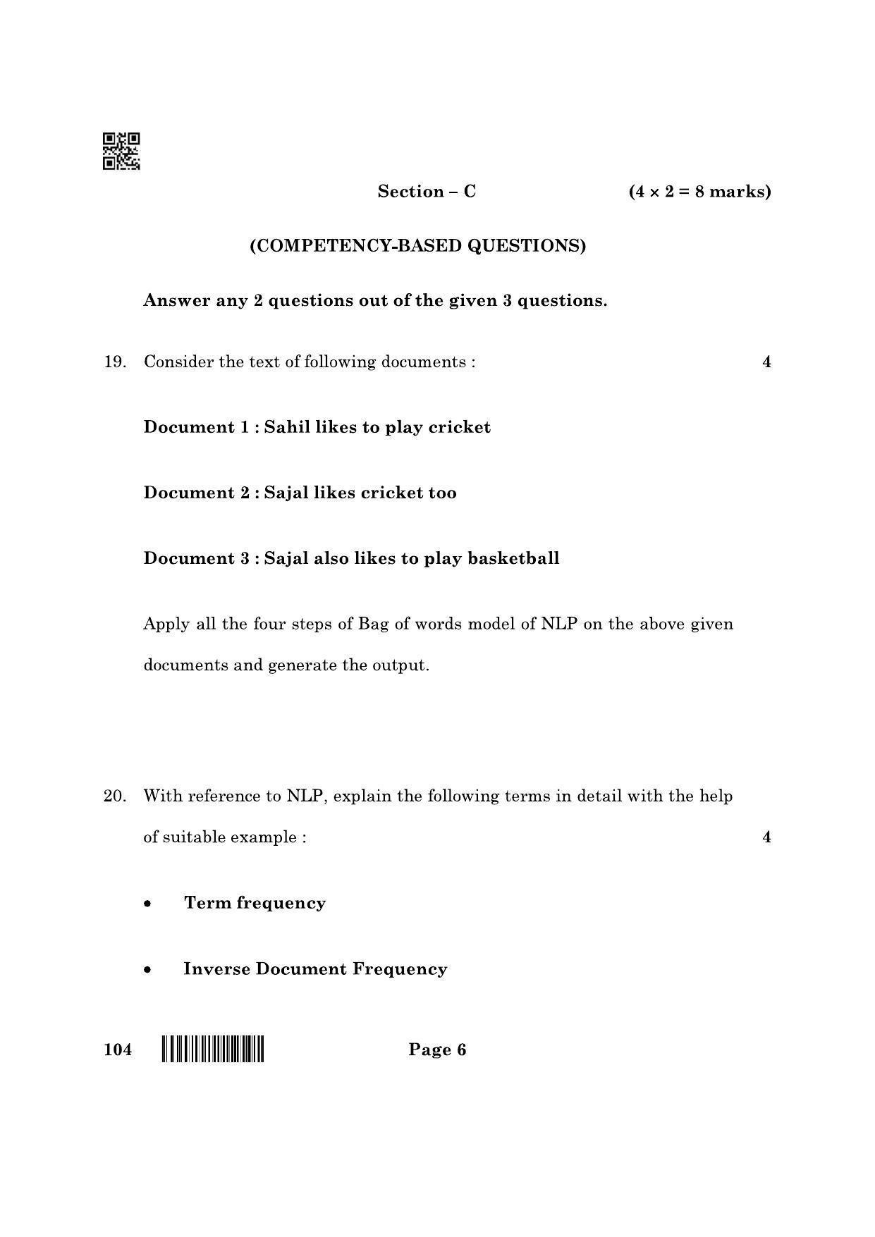 CBSE Class 10 104 Artificial Intelligence 2022 Question Paper - Page 6