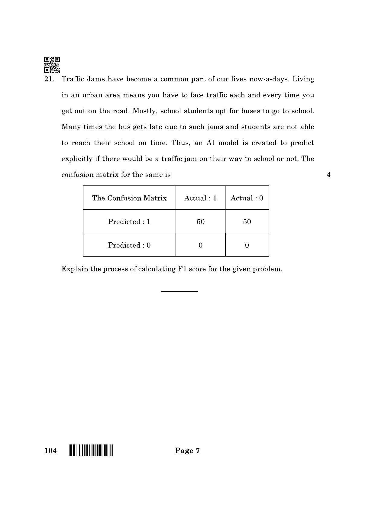 CBSE Class 10 104 Artificial Intelligence 2022 Question Paper - Page 7