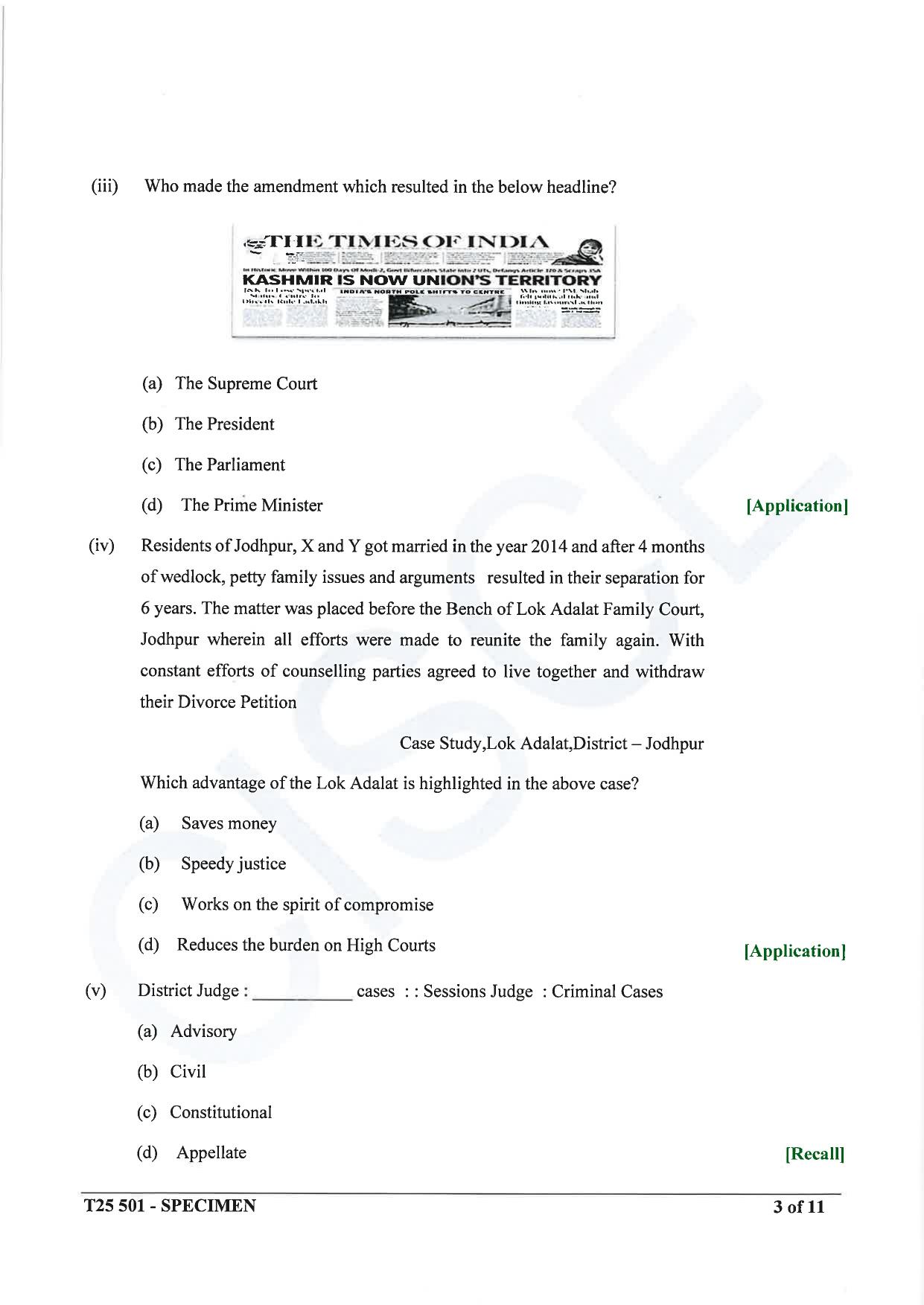 ICSE Class 10 2025 History and Civics (QP & MS) Specimen Paper - Page 3