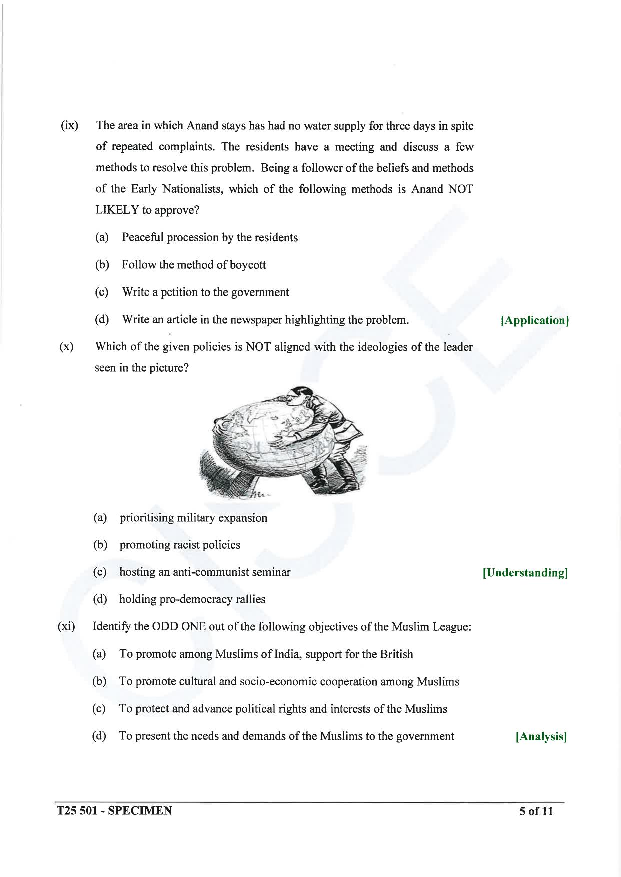 ICSE Class 10 2025 History and Civics (QP & MS) Specimen Paper - Page 5