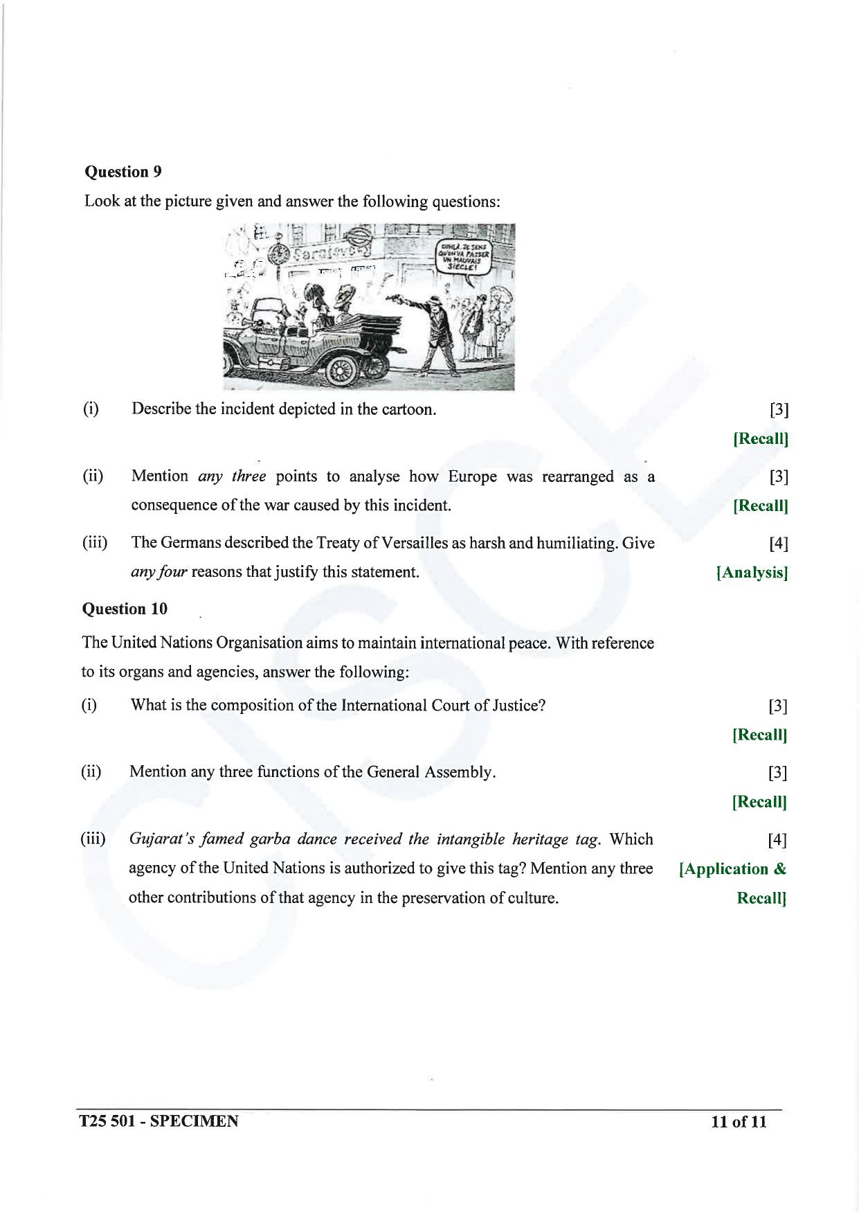 ICSE Class 10 2025 History and Civics (QP & MS) Specimen Paper - Page 11
