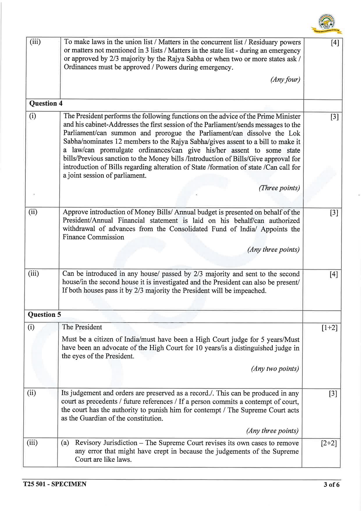 ICSE Class 10 2025 History and Civics (QP & MS) Specimen Paper - Page 14