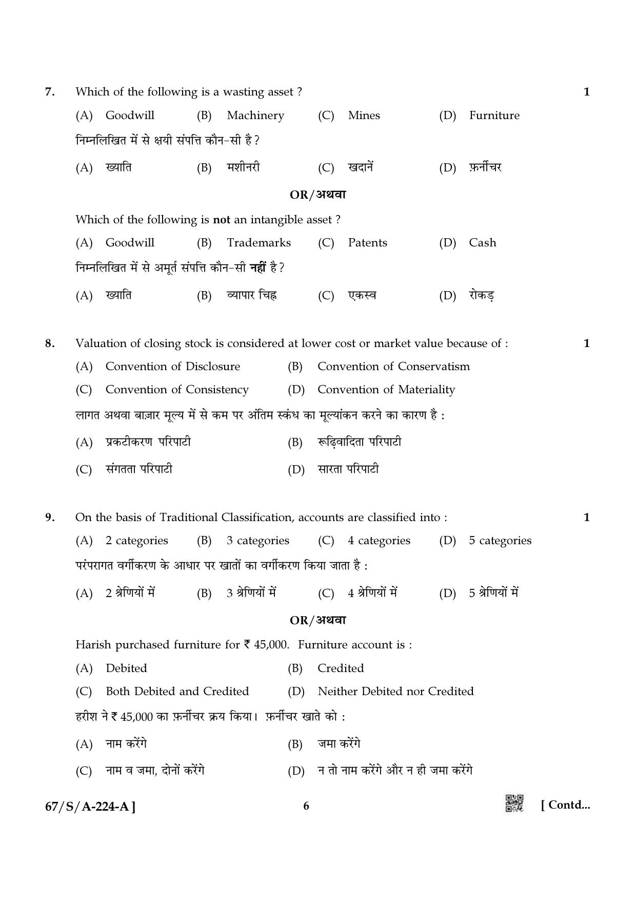 NIOS 2024 Class 10 Accountancy Question Paper - Page 6