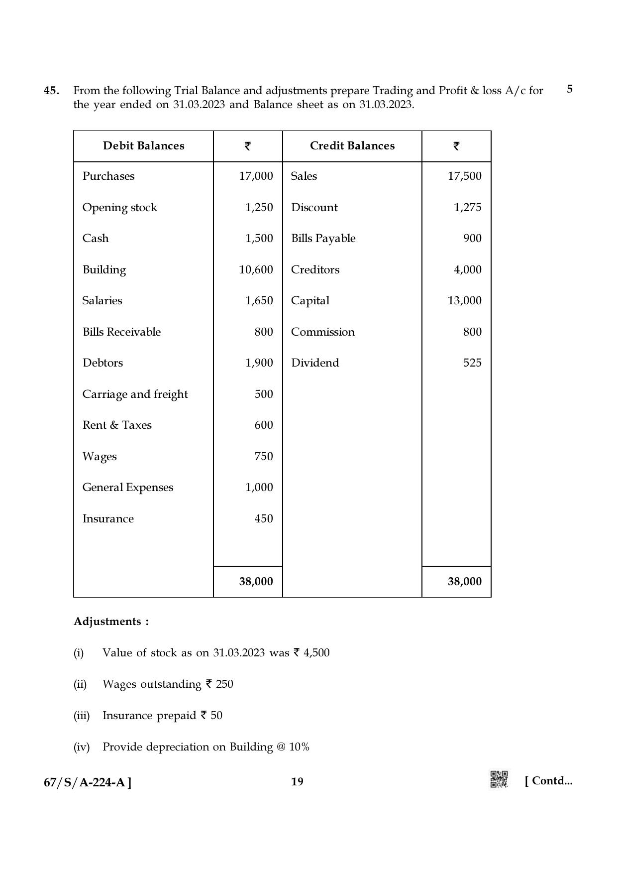 NIOS 2024 Class 10 Accountancy Question Paper - Page 19