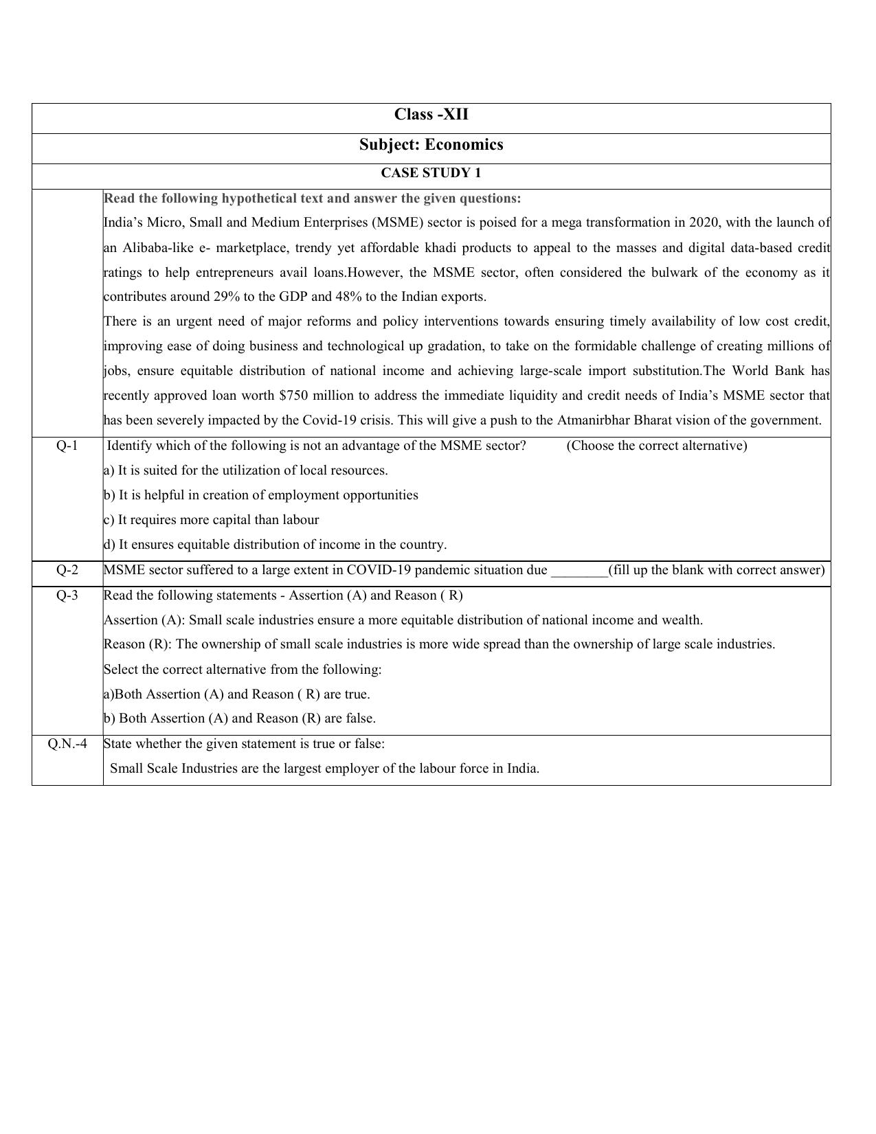 CBSE Class XII Economics Question Bank - Page 1