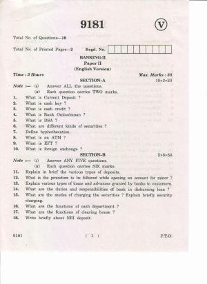 AP Inter 2nd Year Banking-II March-2019-Vocational Question Paper