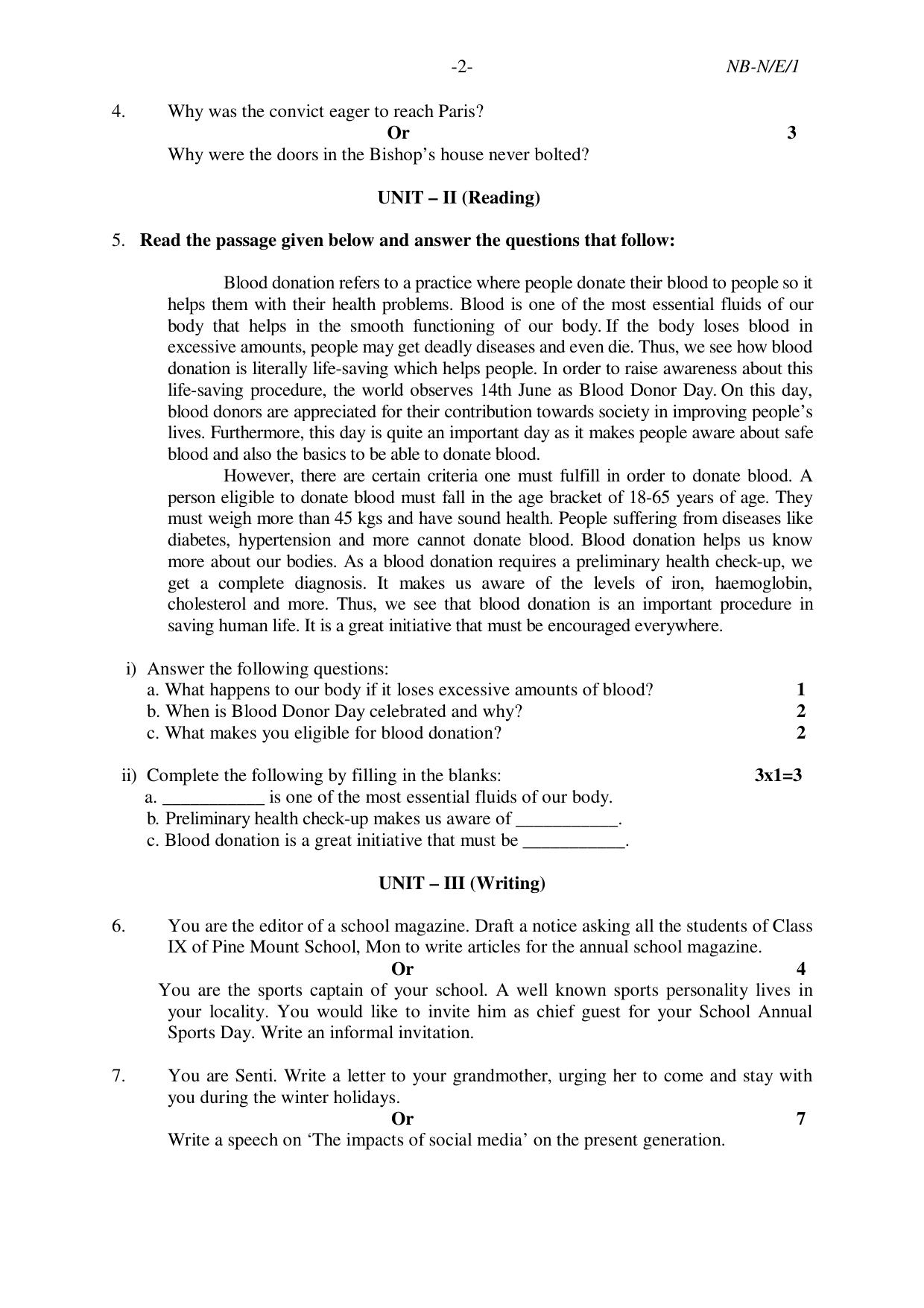 NBSE Class IX Final Examination 2022 Phase 1 Question Paper (All Subjects) - Page 4