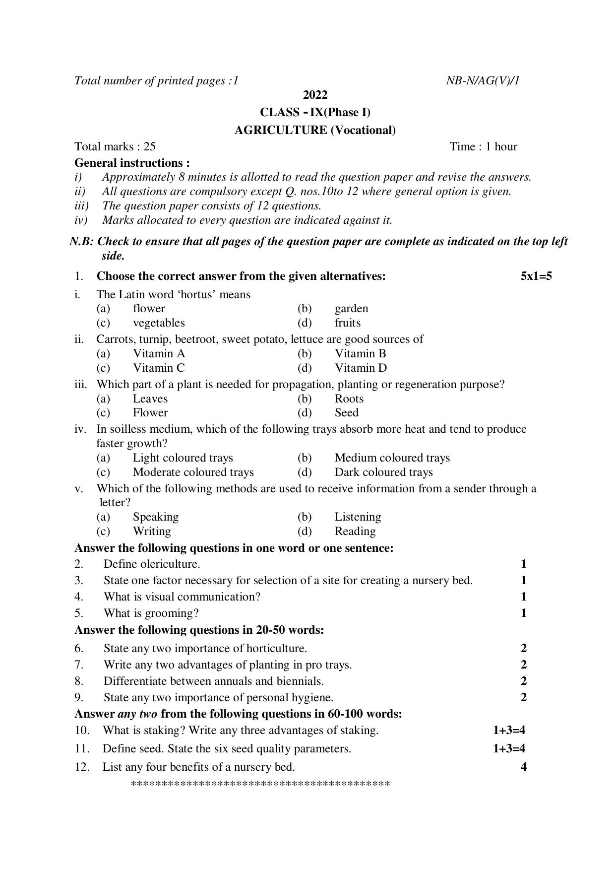 NBSE Class IX Final Examination 2022 Phase 1 Question Paper (All Subjects) - Page 48