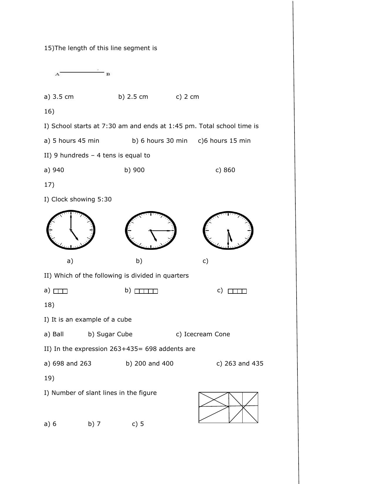 Worksheet for Class 3 Mathematics Practice Test Assignment 7 - Page 3