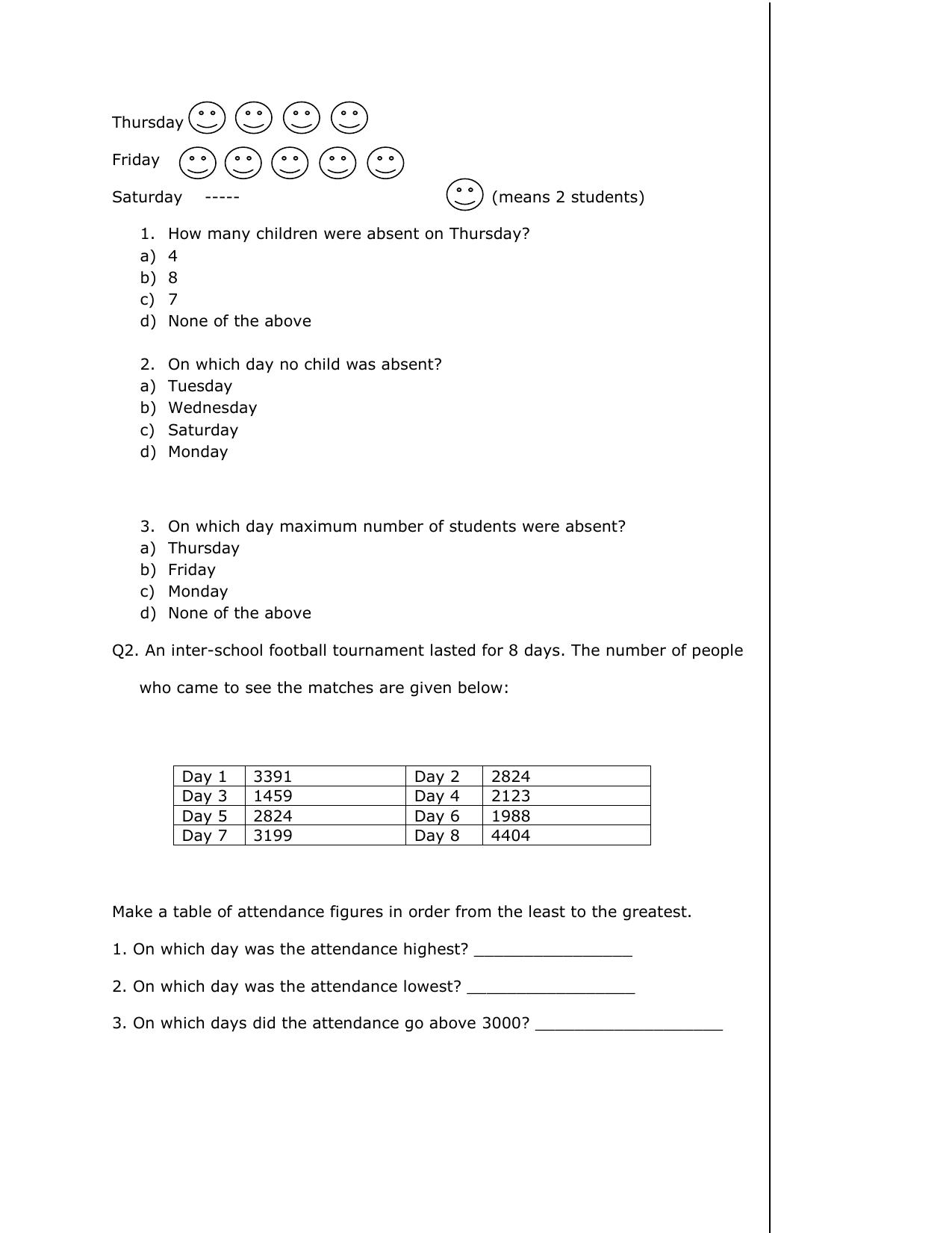 Worksheet for Class 3 Mathematics Practice Test Assignment 7 - Page 6