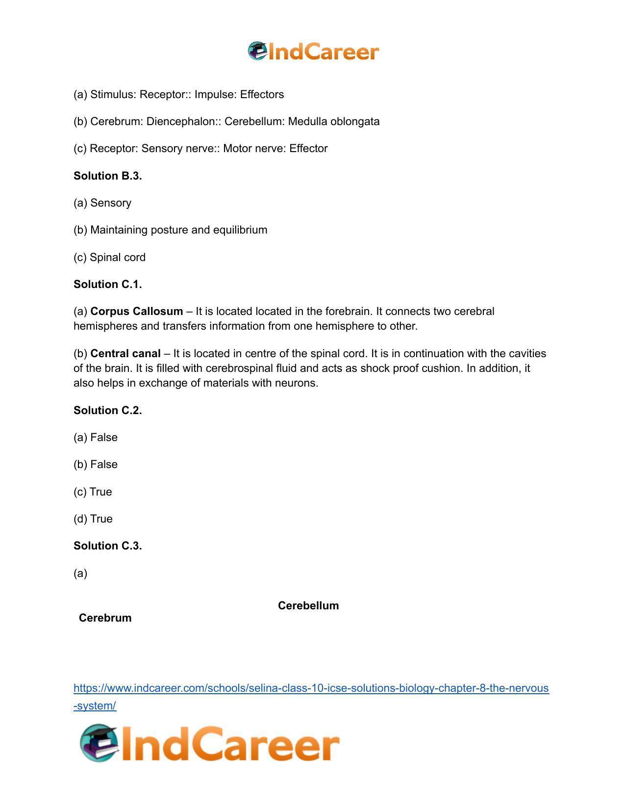 Selina Class 10 ICSE Solutions Biology : Chapter 8- The Nervous System - Page 3
