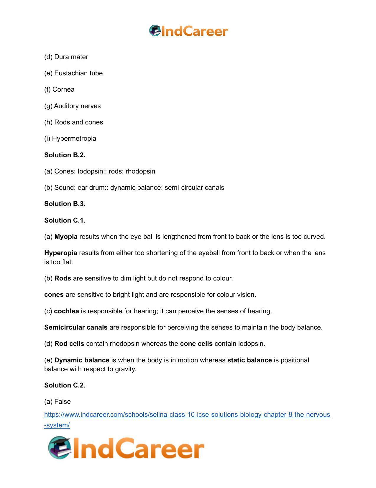 Selina Class 10 ICSE Solutions Biology : Chapter 8- The Nervous System - Page 10