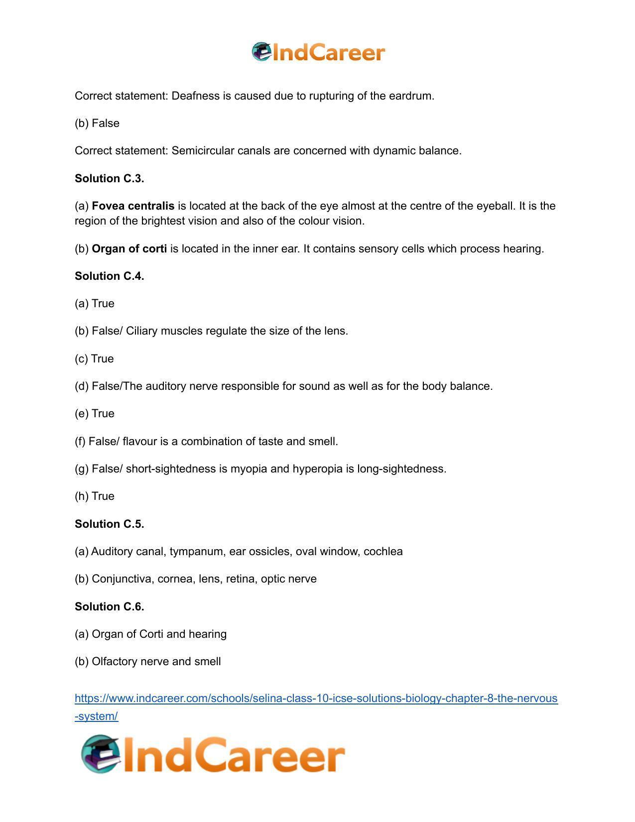 Selina Class 10 ICSE Solutions Biology : Chapter 8- The Nervous System - Page 11