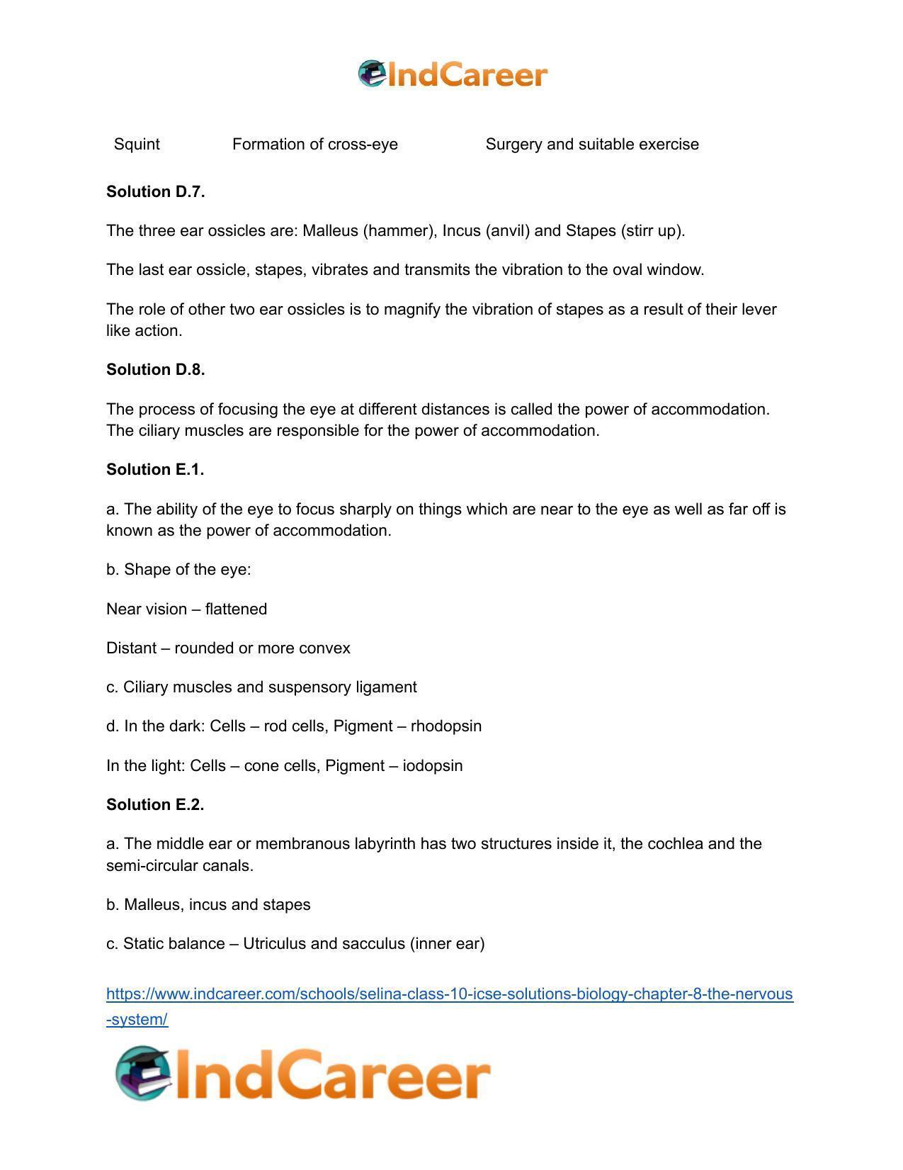Selina Class 10 ICSE Solutions Biology : Chapter 8- The Nervous System - Page 16