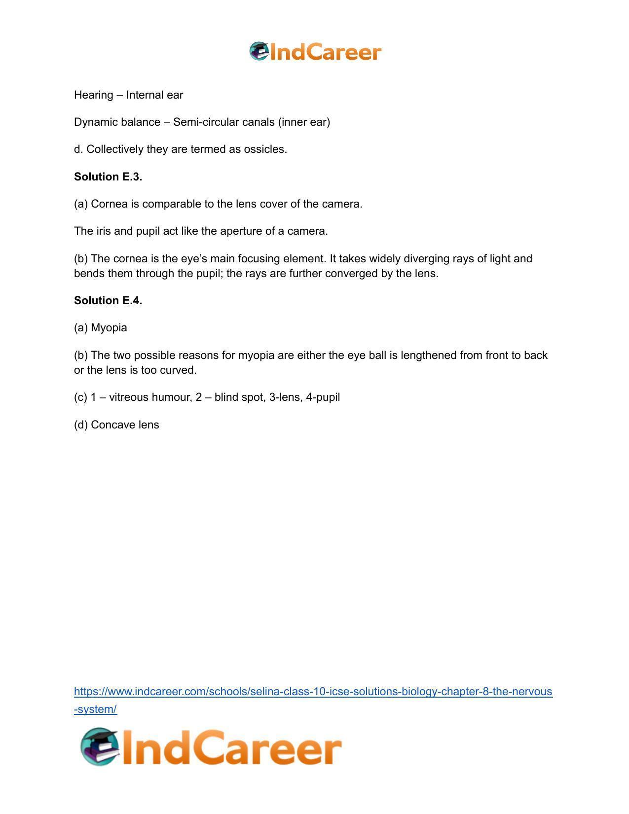 Selina Class 10 ICSE Solutions Biology : Chapter 8- The Nervous System - Page 17