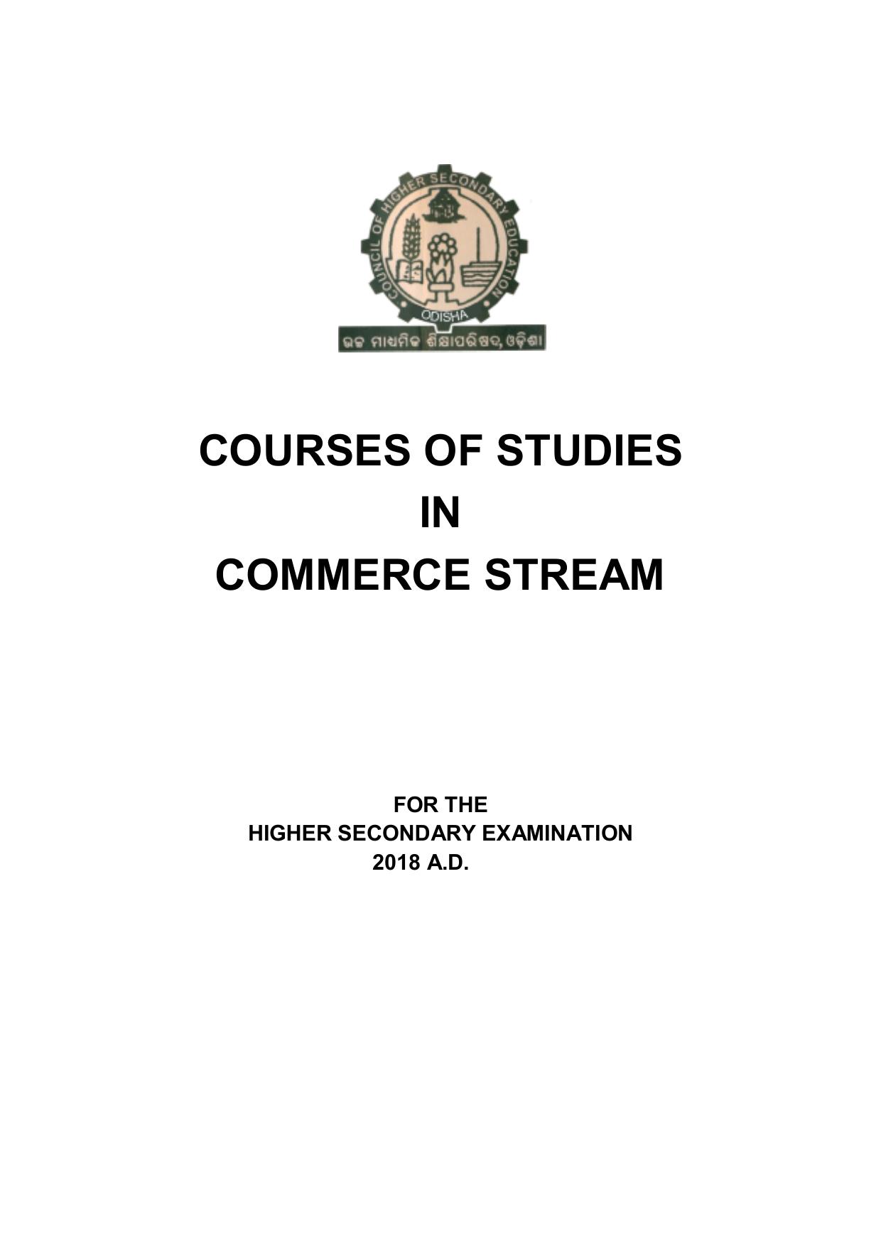 CHSE Odisha Class 12 Syllabus for Commerce - Page 1