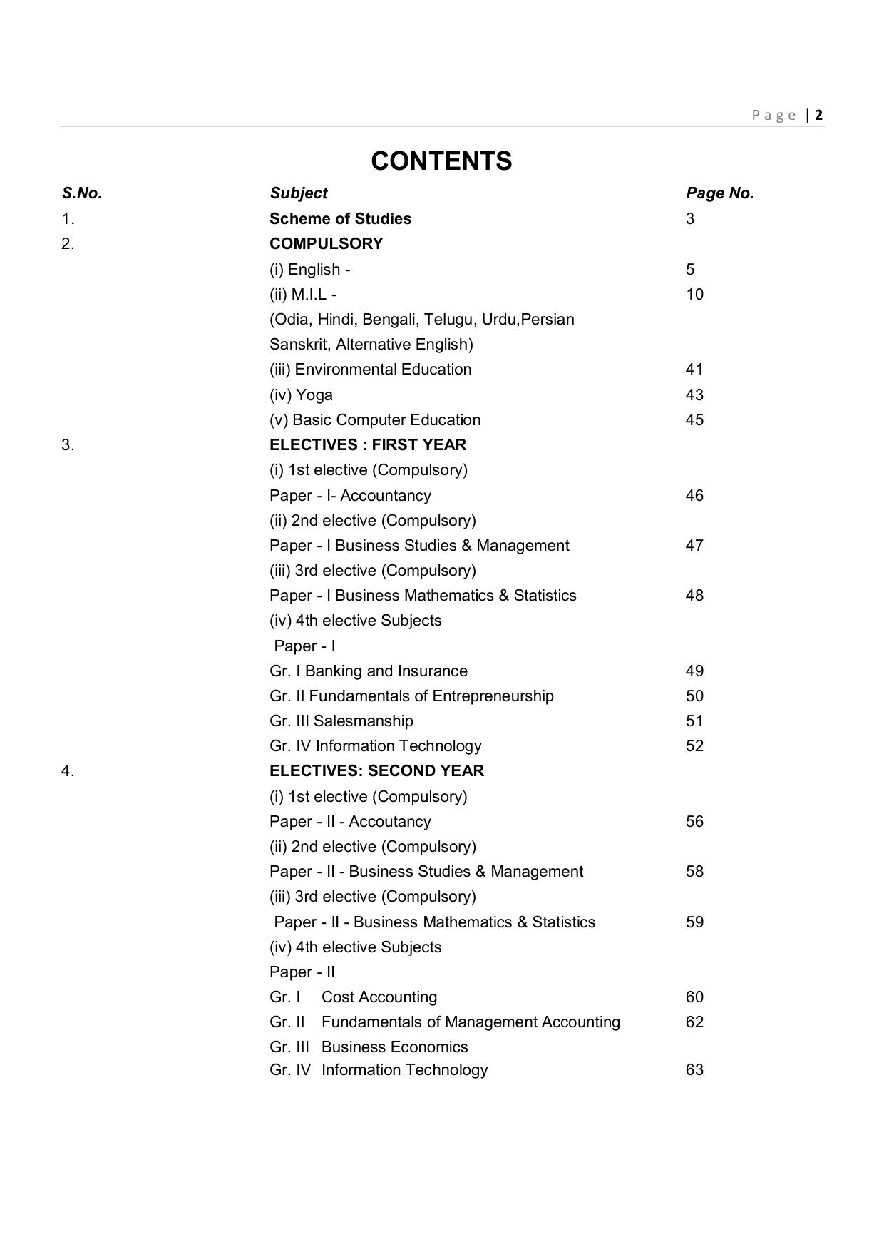 CHSE Odisha Class 12 Syllabus for Commerce - Page 2