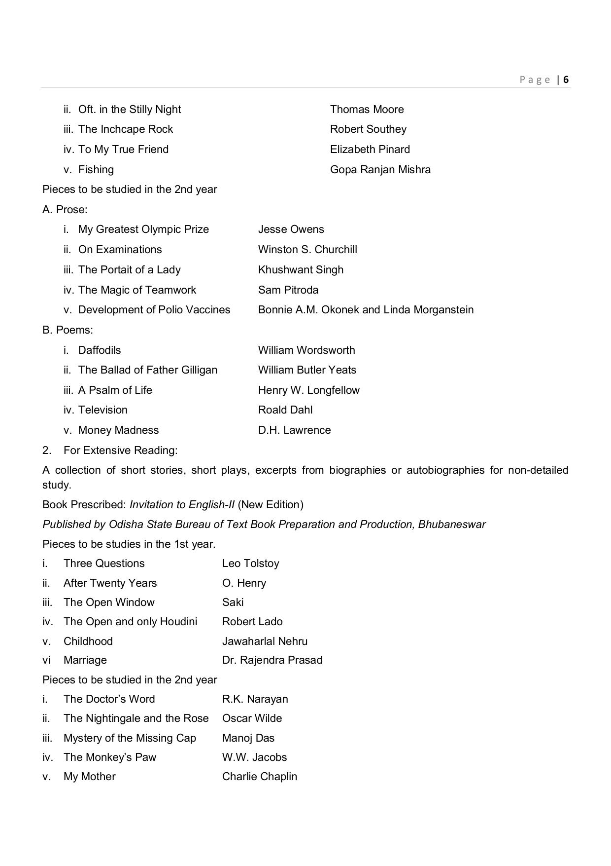 CHSE Odisha Class 12 Syllabus for Commerce - Page 6