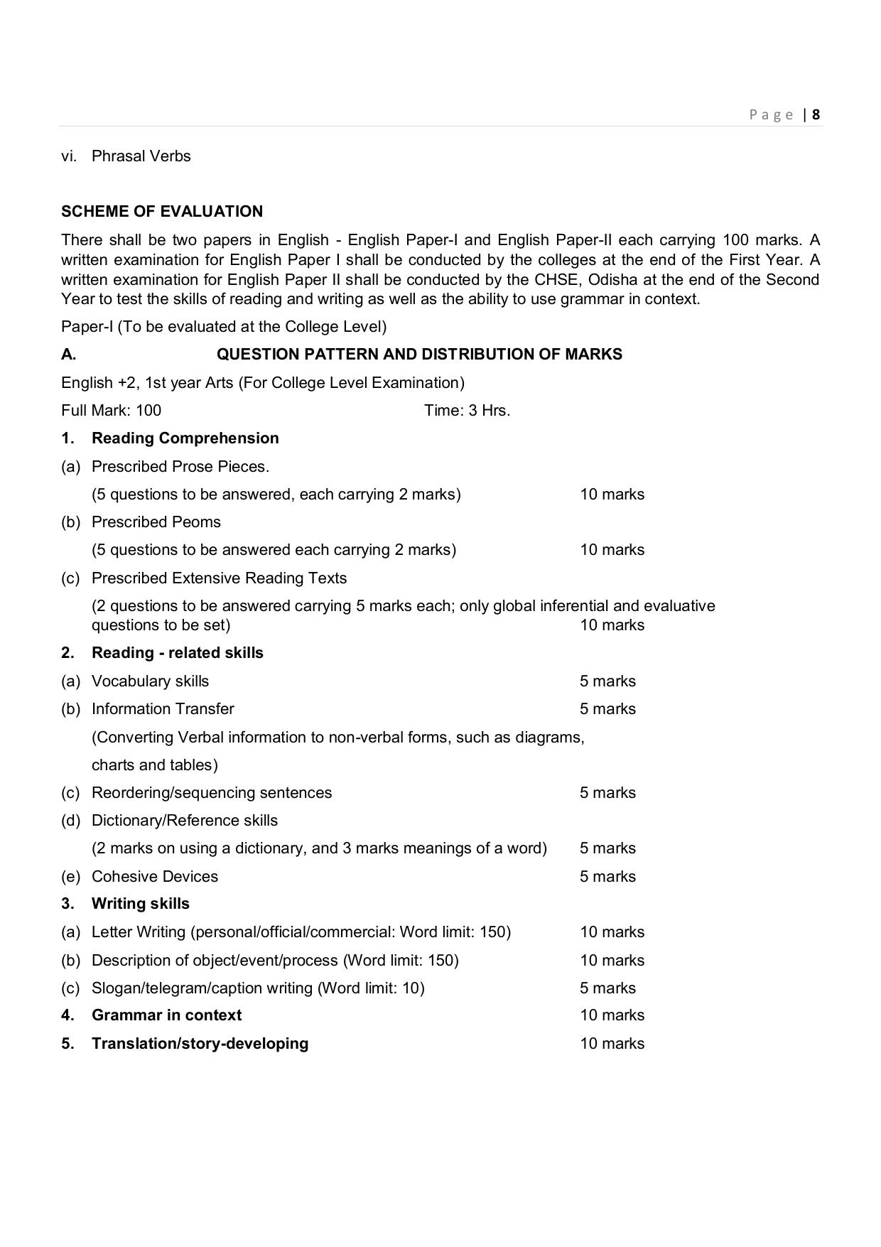 CHSE Odisha Class 12 Syllabus for Commerce - Page 8