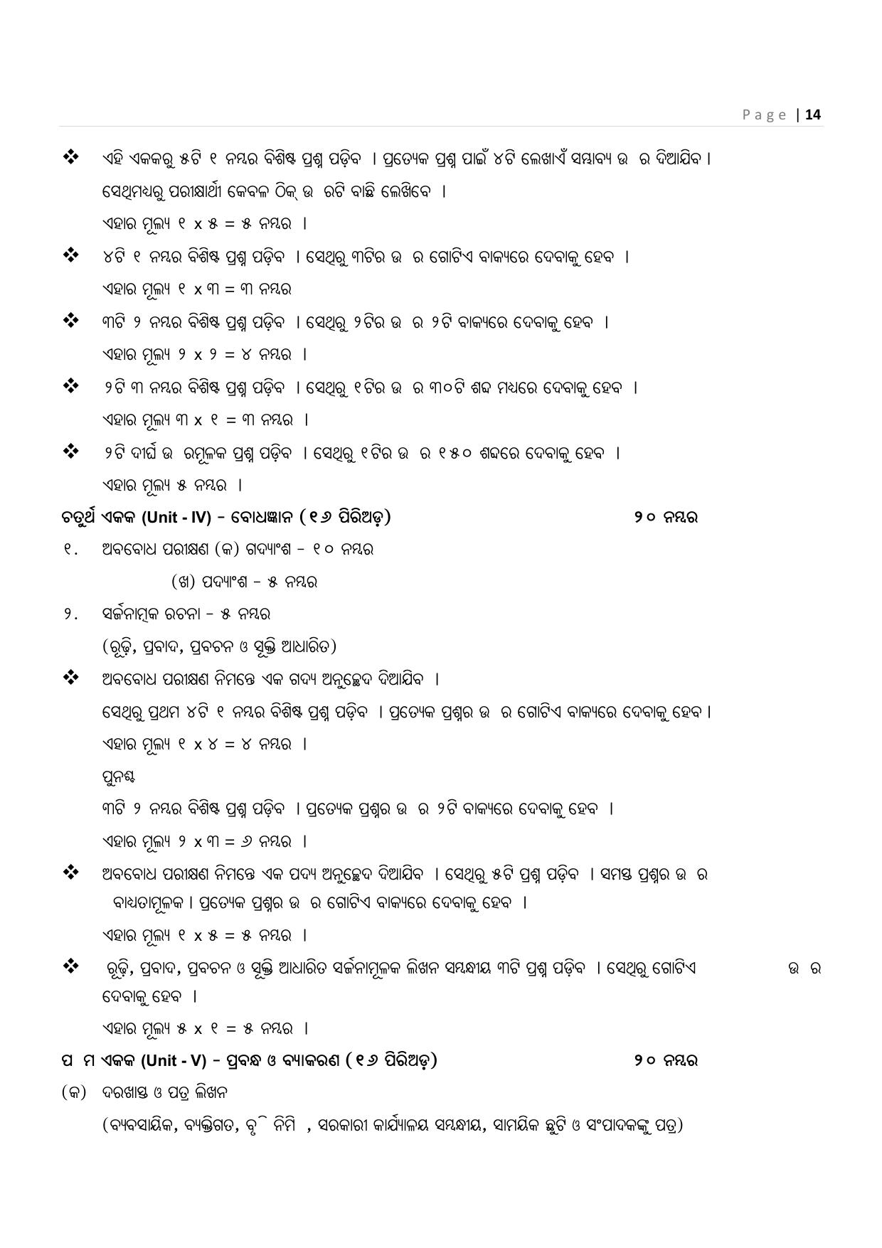 CHSE Odisha Class 12 Syllabus for Commerce - Page 14