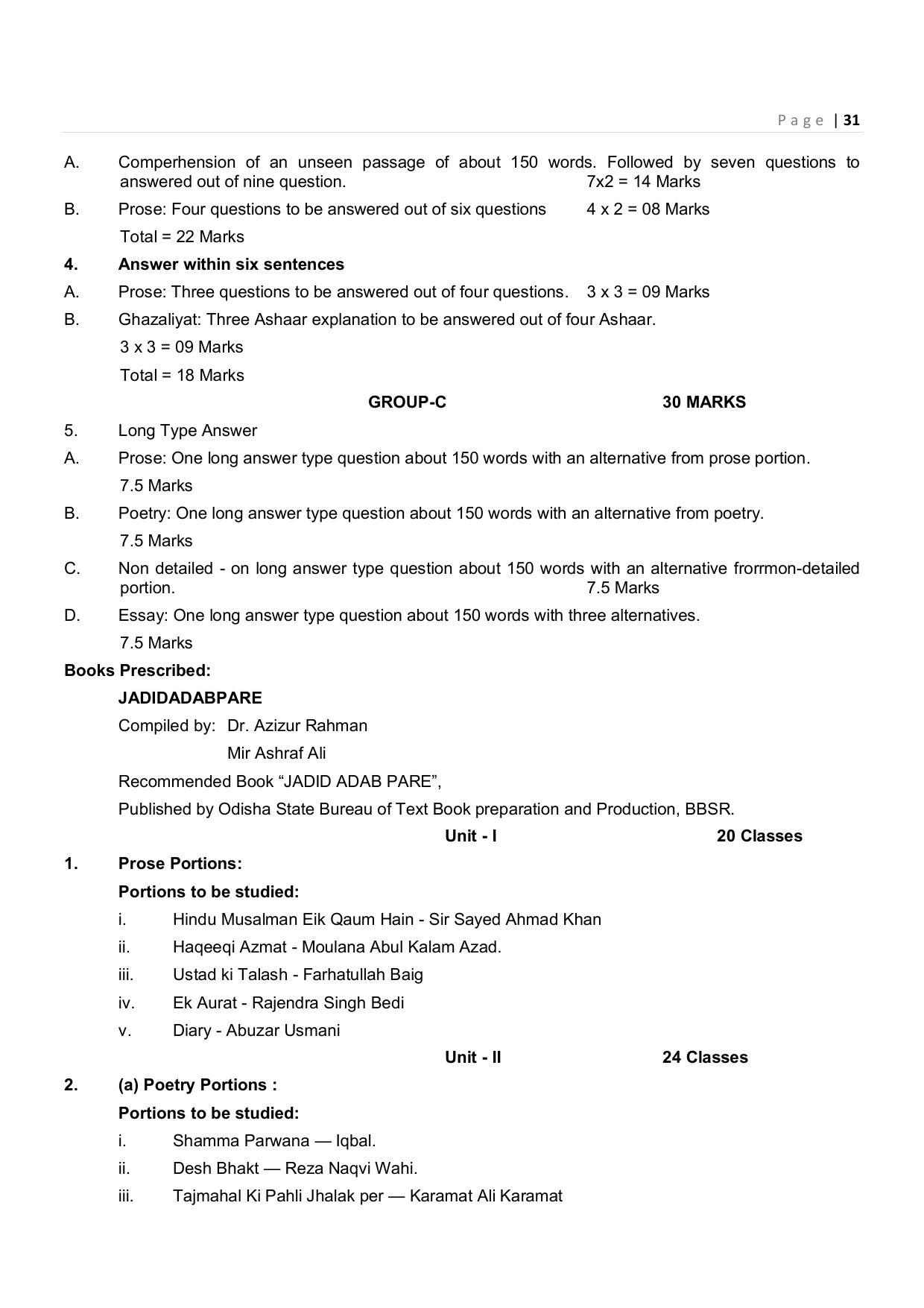 CHSE Odisha Class 12 Syllabus for Commerce - Page 31
