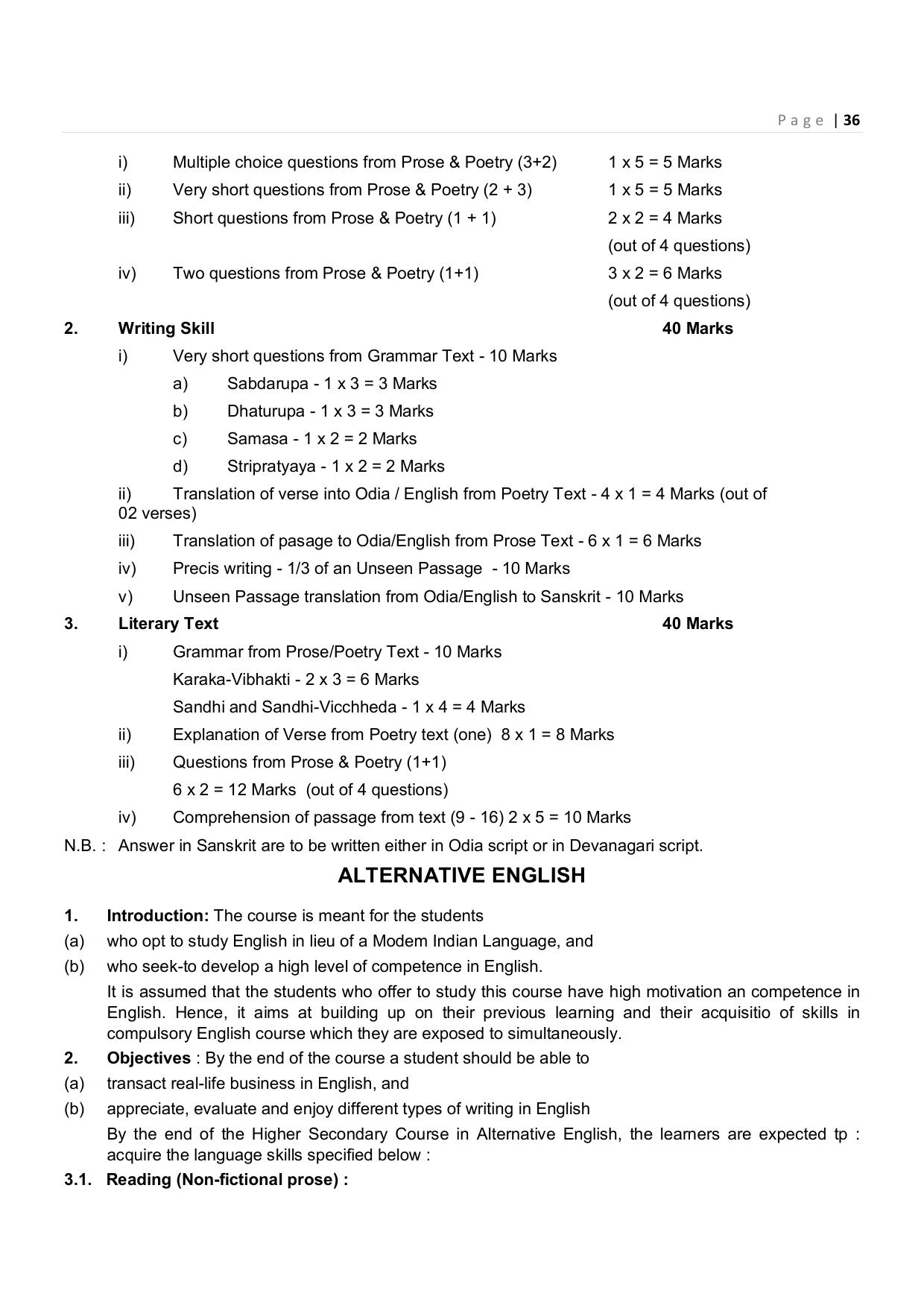 CHSE Odisha Class 12 Syllabus for Commerce - Page 36