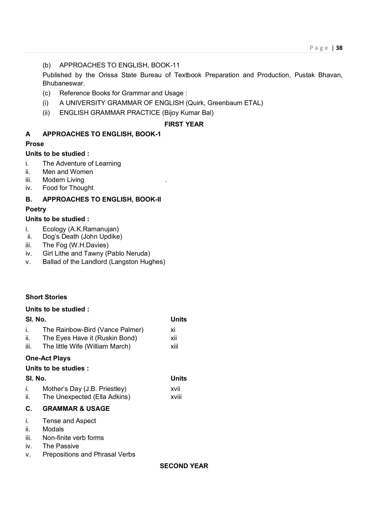 CHSE Odisha Class 12 Syllabus for Commerce - Page 38