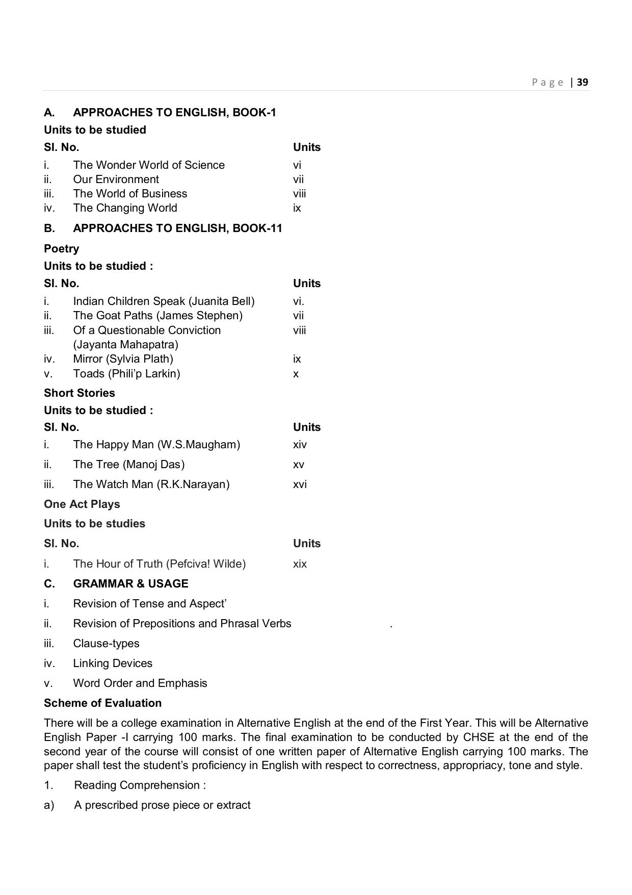 CHSE Odisha Class 12 Syllabus for Commerce - Page 39